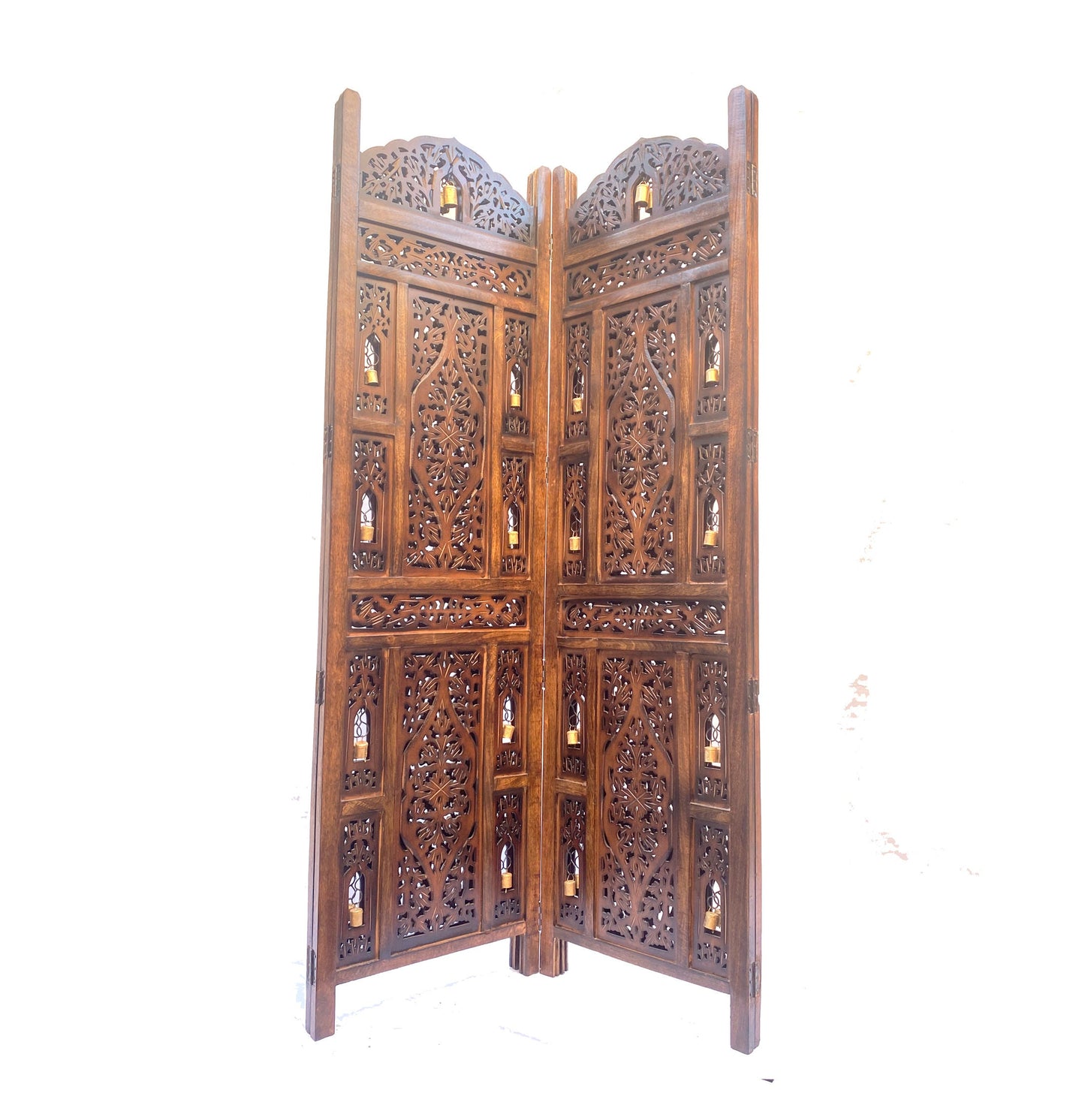 Mid century Bell Design Wooden Folding Divider, Partition, Handmade Self standing separator