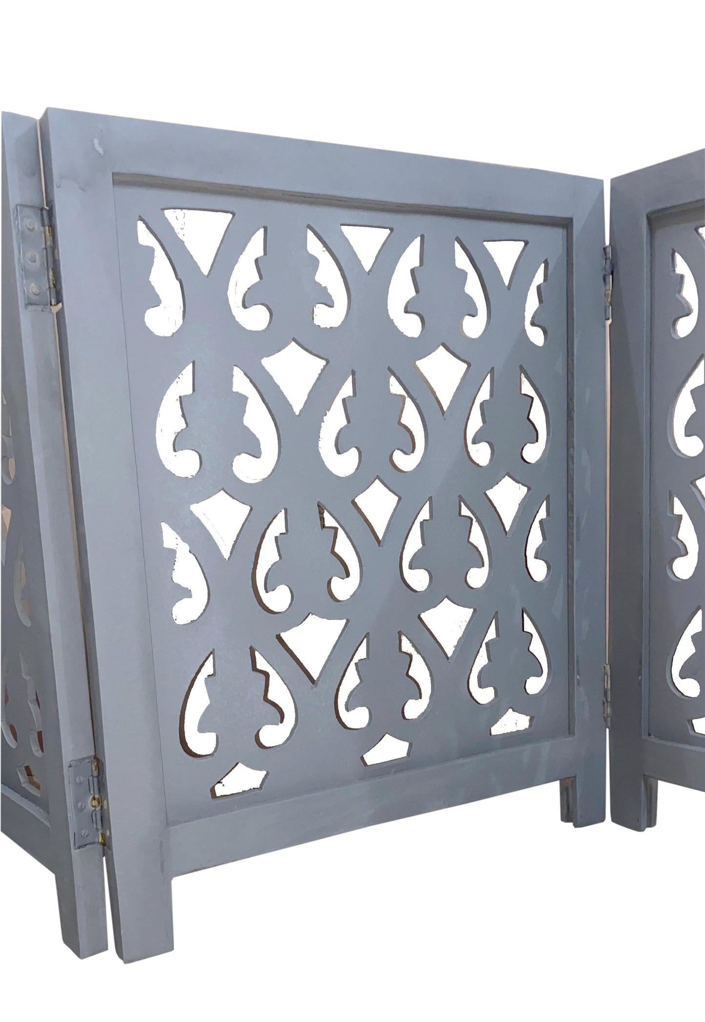 Mid Century Black Wooden Folding Room Divider: Handmade Partition