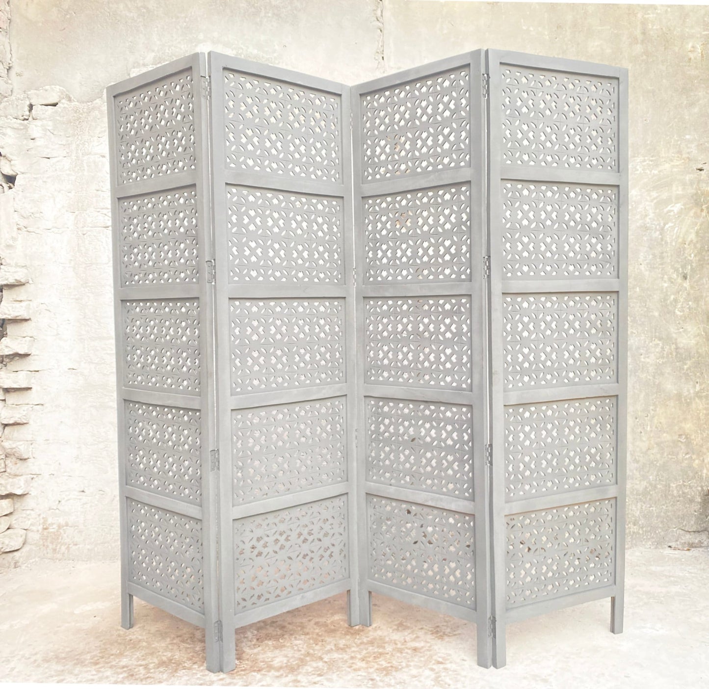 Mesh Style Wooden Folding Divider, Partition, Handmade Self standing saperater up to 7 feet height