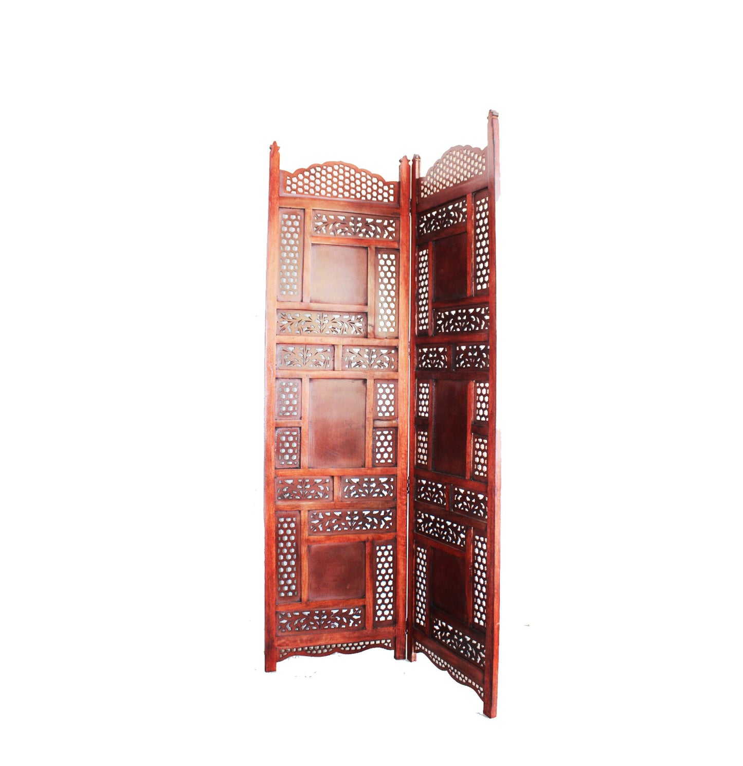 Mesh and block Style Wooden Folding Divider, Partition, Handmade Self standing separator