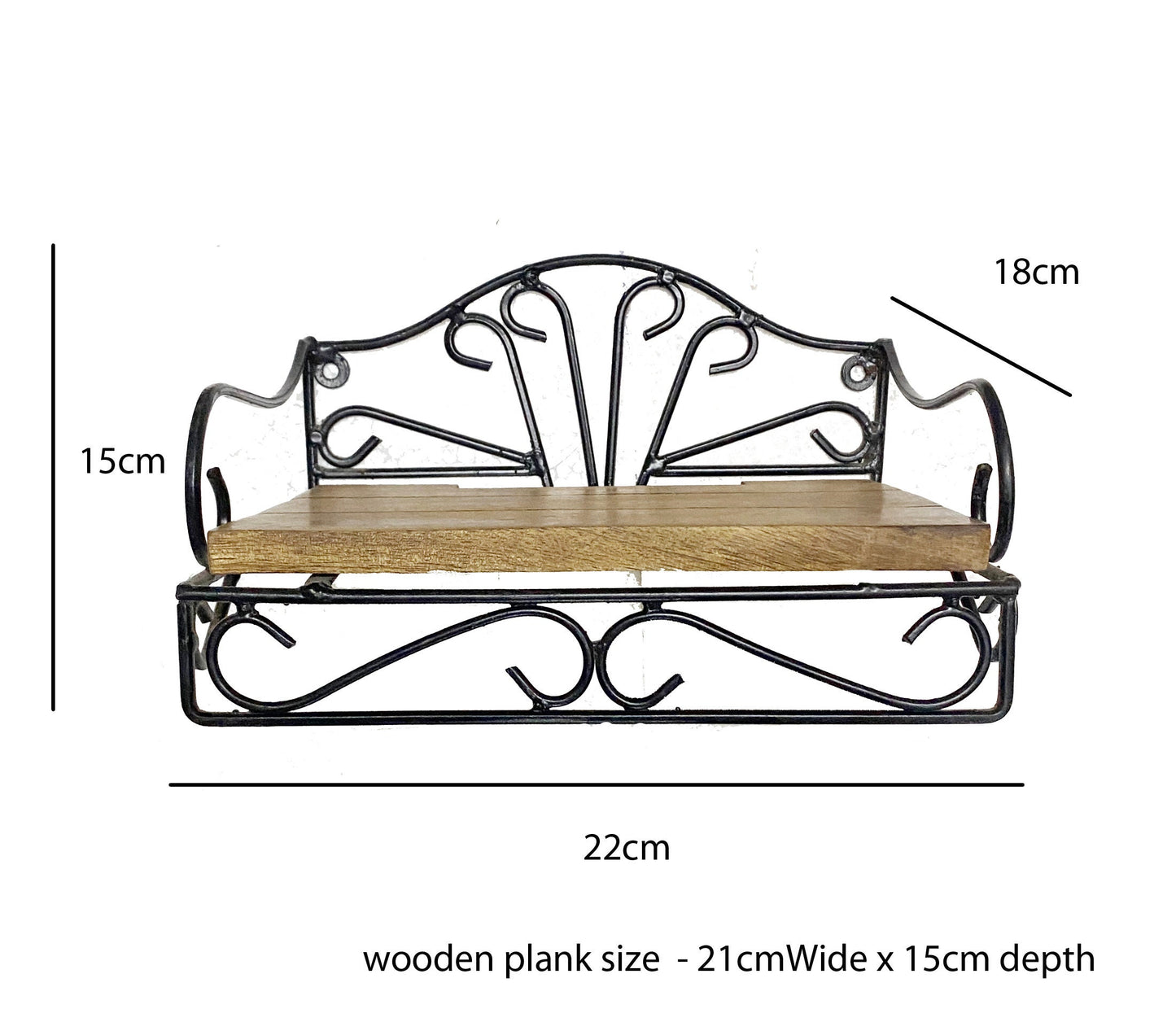 Mid century Wall shelf, handmade wood iron small wall bracket hanging fixture