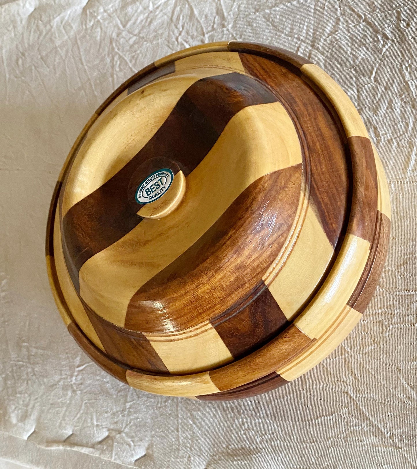 Handmade Teak & Maple Wood Casserole Dish: Dual Tone Roti Box