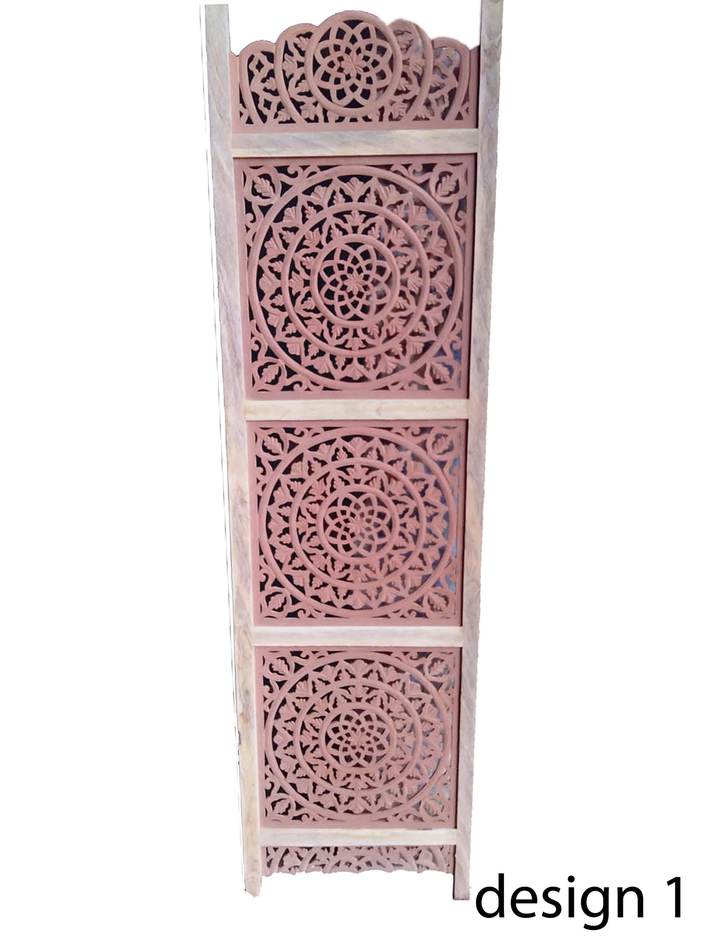 Handmade Wooden Folding Room Divider: Mid-Century Floral Partition