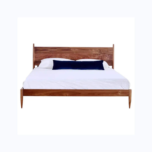 Handmade Mid-Century Modern Bed Frame: Solid Wood, Bohemian Rococo Style
