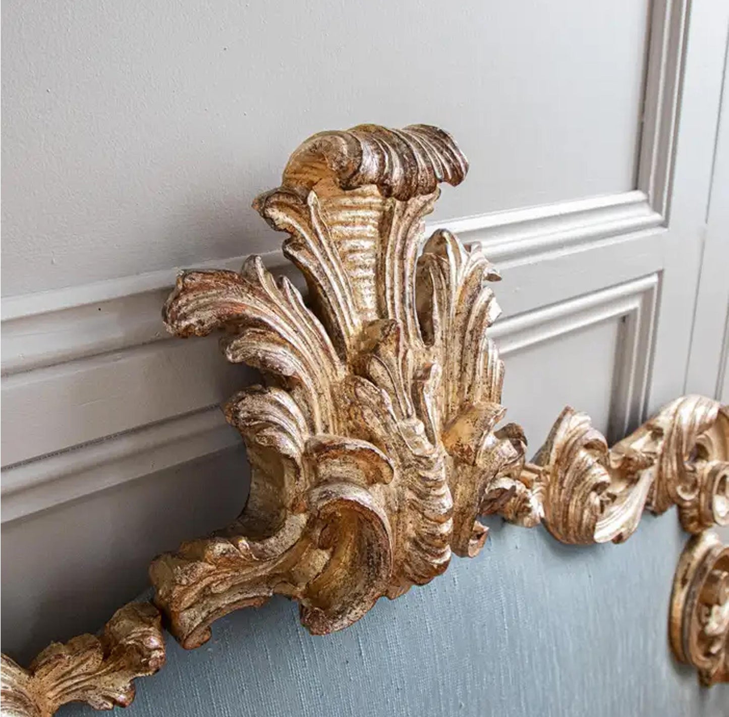Handmade Gilt Wood King/Queen Headboard: Mid-Century Rococo Style