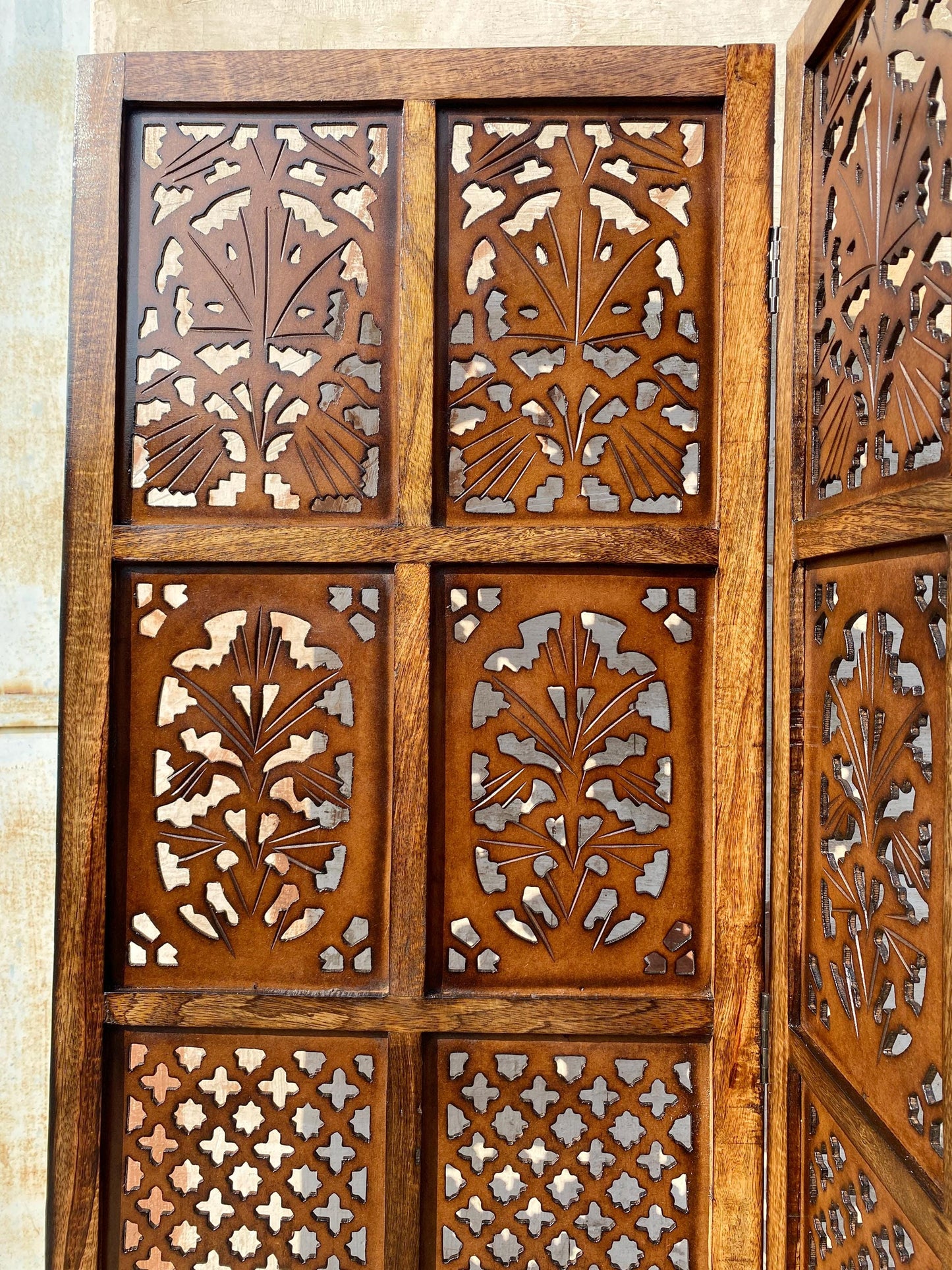 Handmade Wooden Folding Room Divider: Mid Century Modern Partition