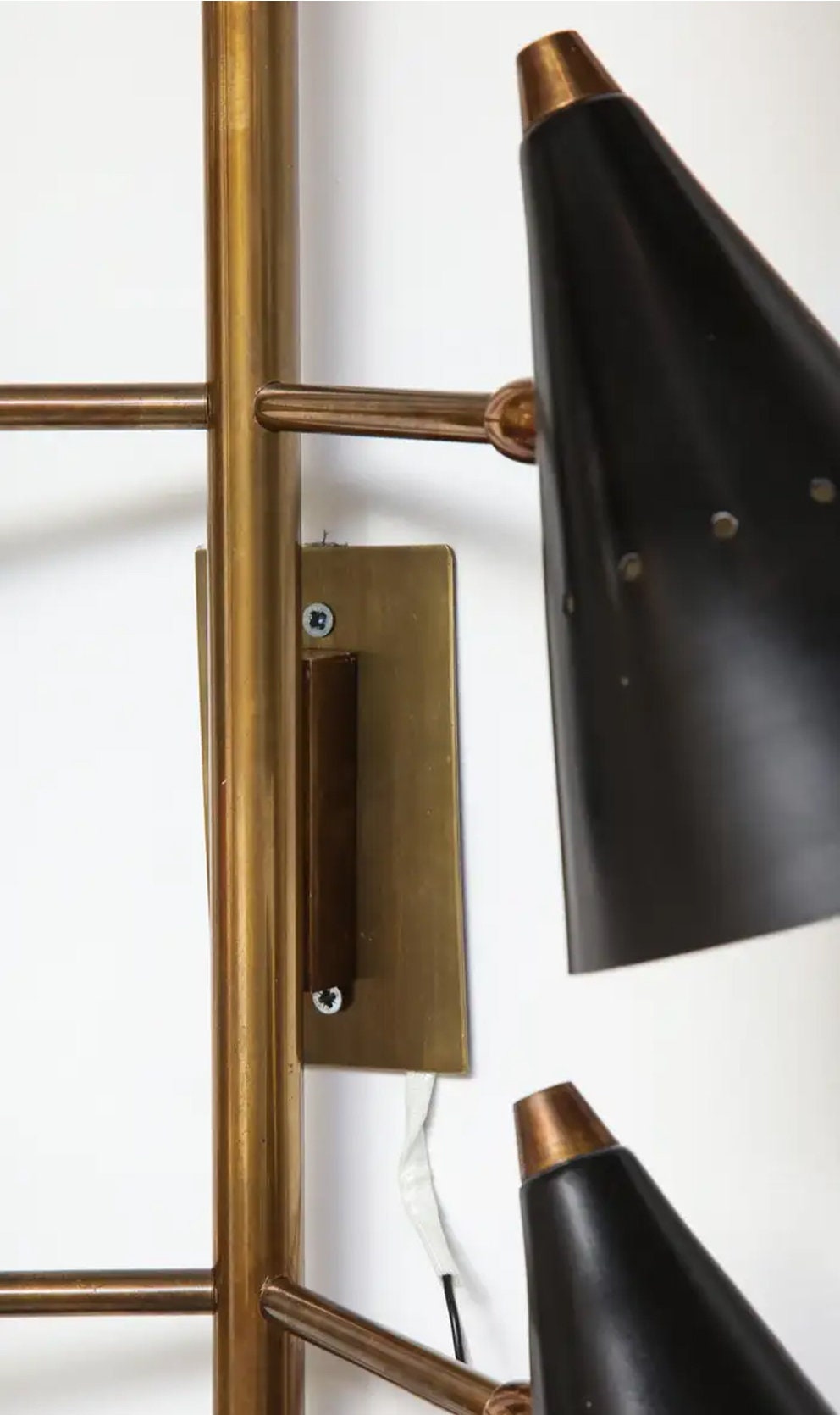 Stilnovo Style Brass Wall Sconce Pair: Handmade Modern Lighting