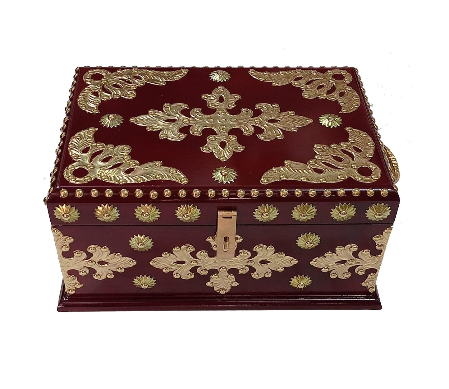 Handmade Wooden Storage Chest: Decorative Brass Accents