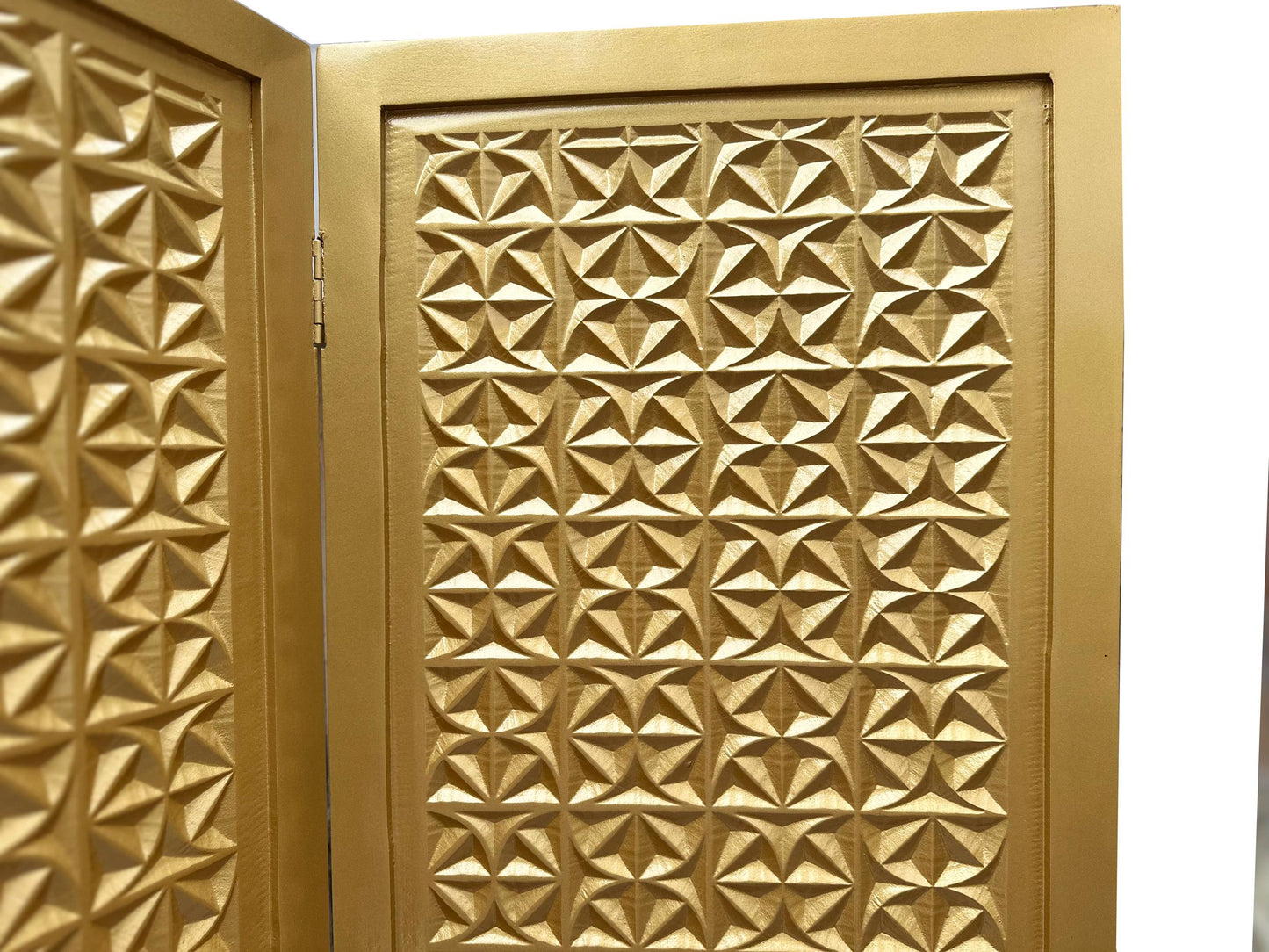 Mid-Century Modern Wooden Room Divider: Gold 3D Design Partition