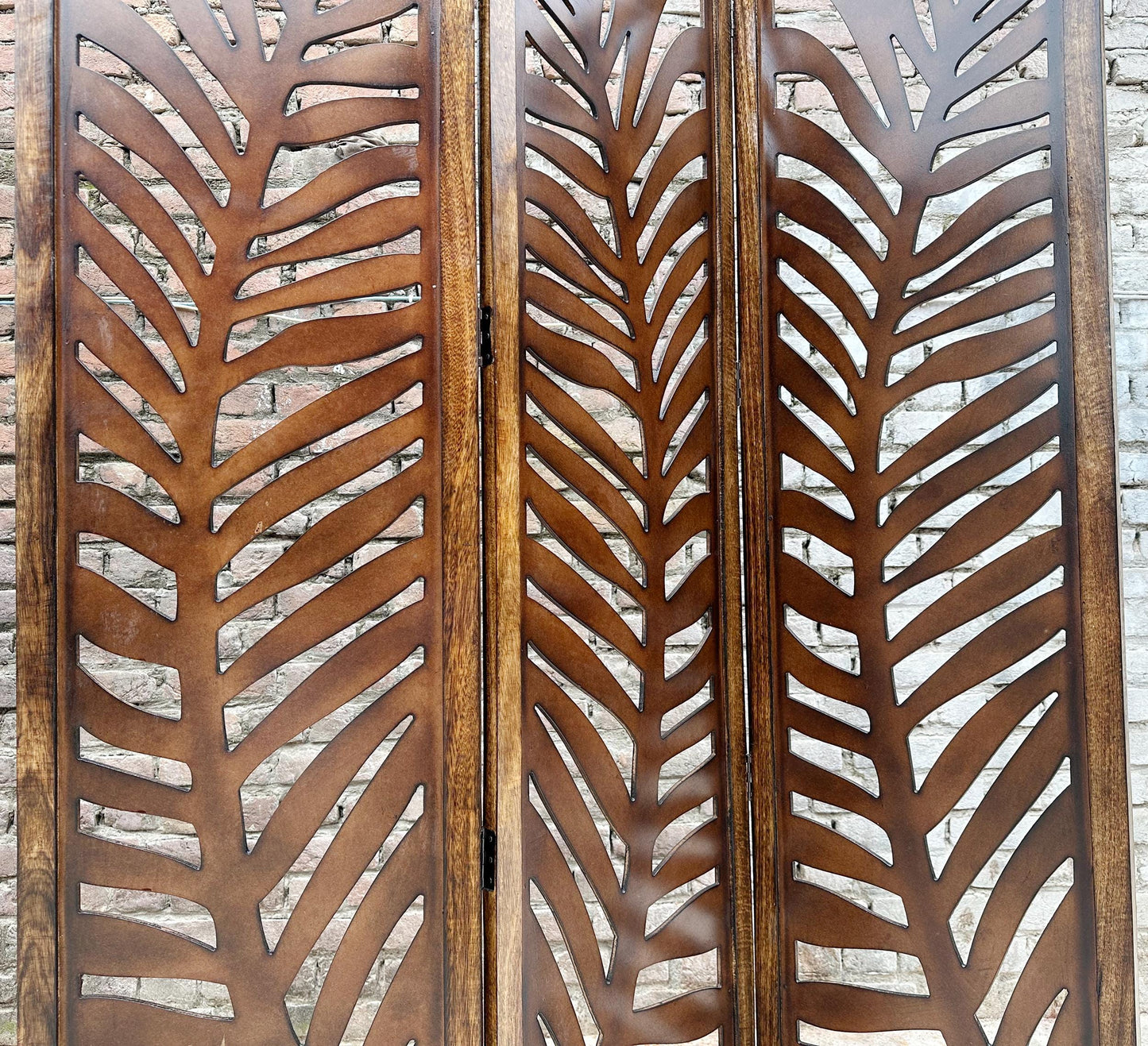 Mid century Big Leaf Design Wooden Folding Divider, Partition, Handmade Self standing separator