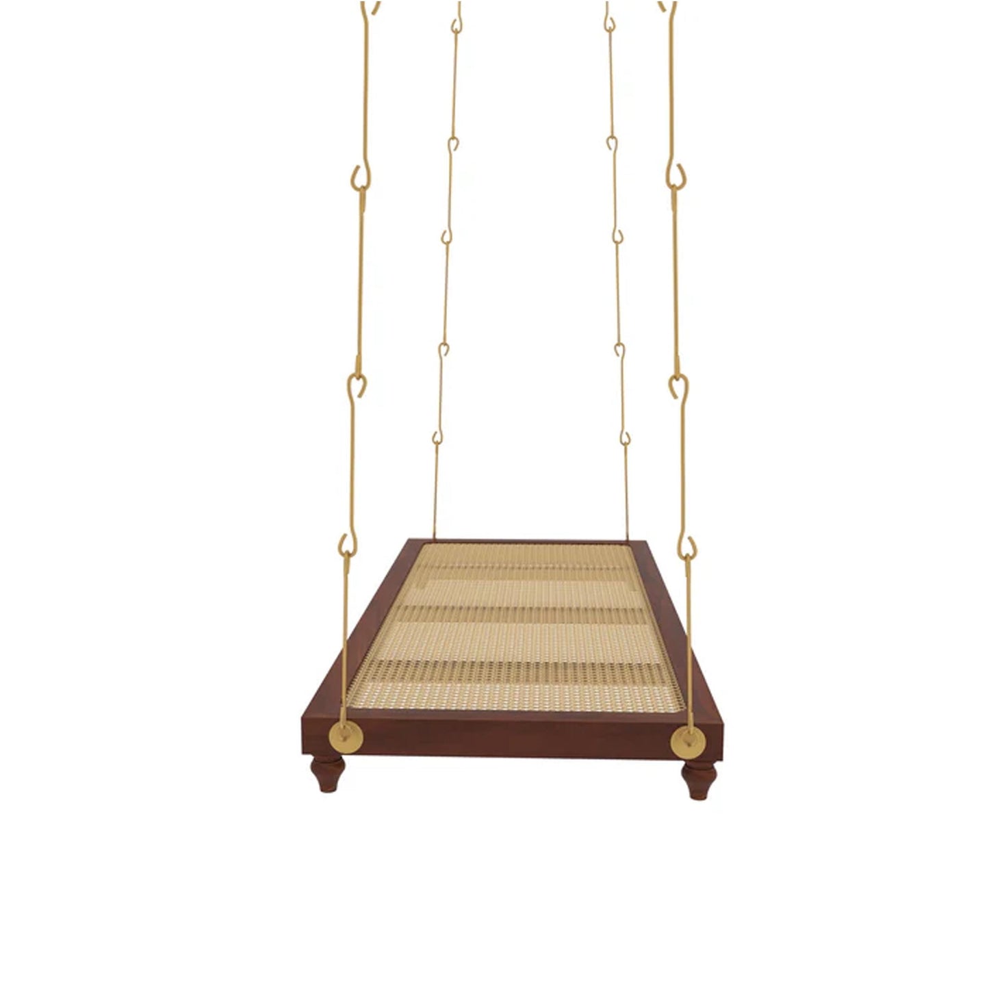 Handmade Teak Wood Swing with Brass Chain - Traditional Jhula