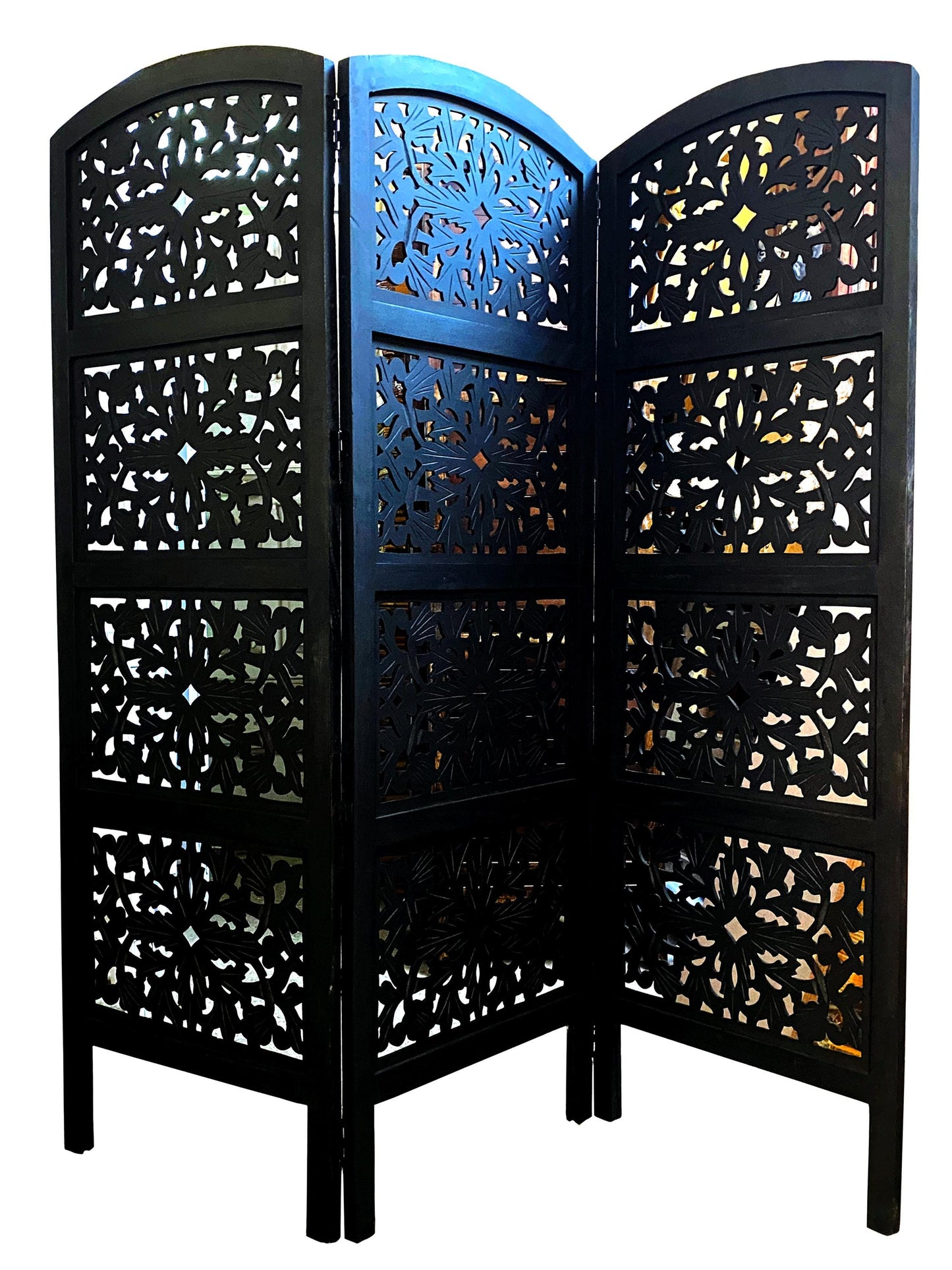 Handmade Rustic White Wood Room Divider: Mid-Century Modern Partition