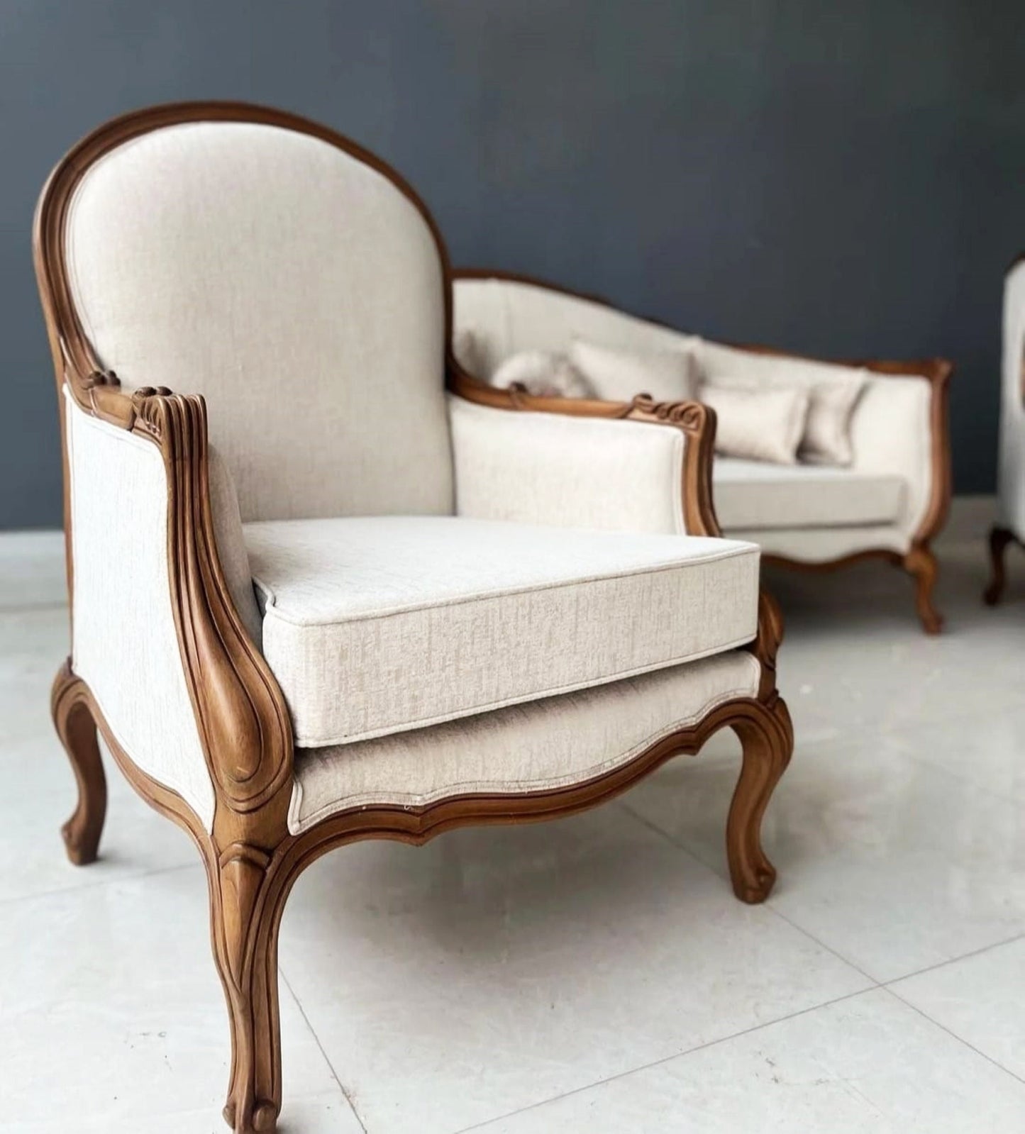 Handmade Mid-Century Armchair: Italian Design Wooden Reading Chair (Set of 2)
