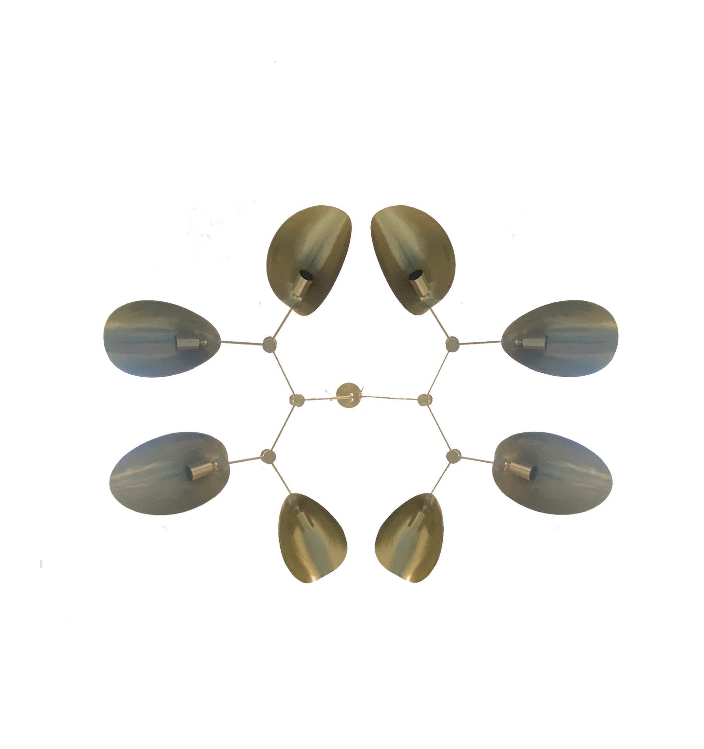 Handmade Brass Stingray Chandelier: 8-Light Curved Disk Ceiling Fixture