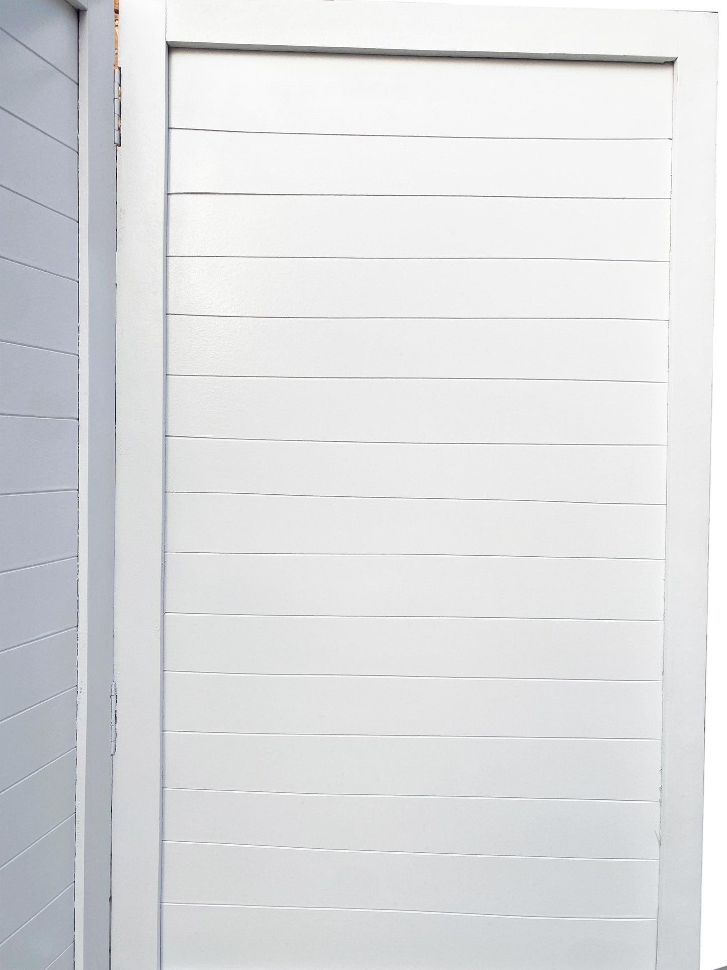 Mid Century Modern Wooden Folding Room Divider - White Stripes