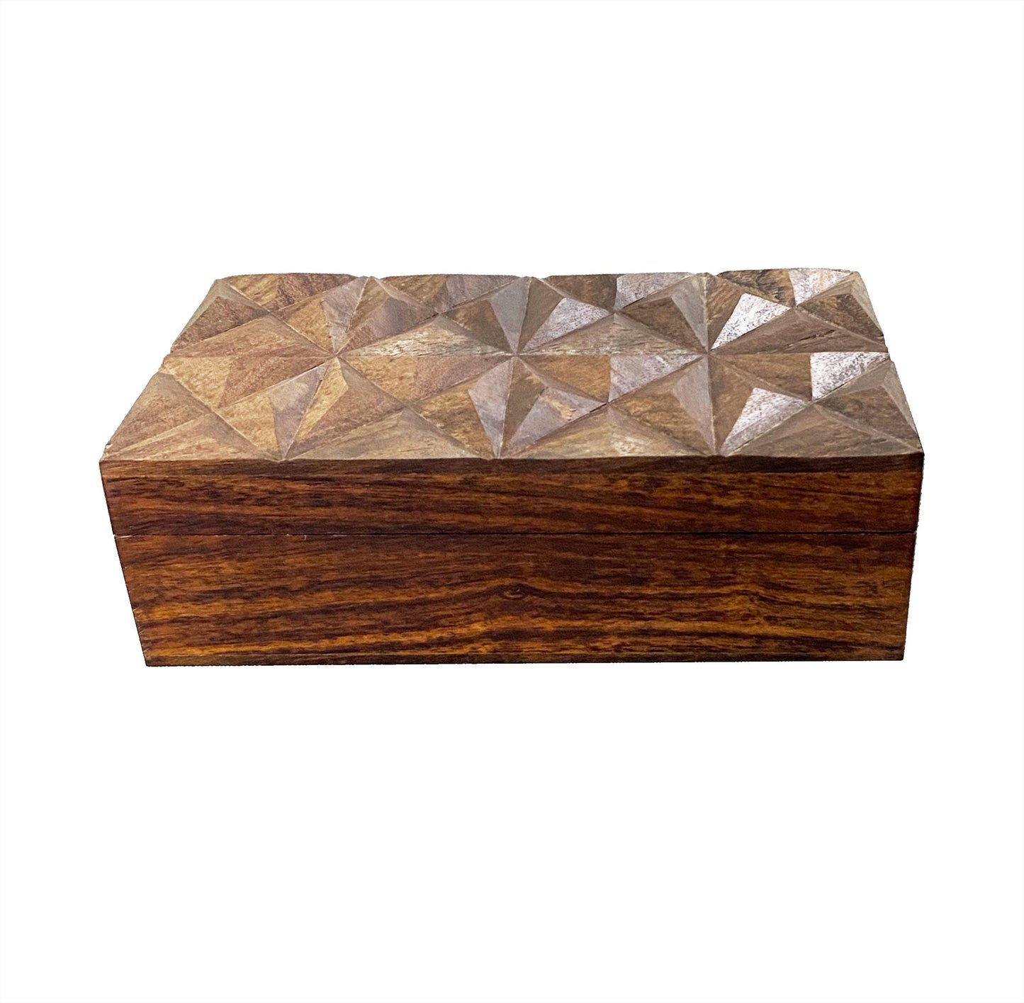 Handmade Carved Wood Box: Asymmetric Jewelry Box, Mid-Century Decor