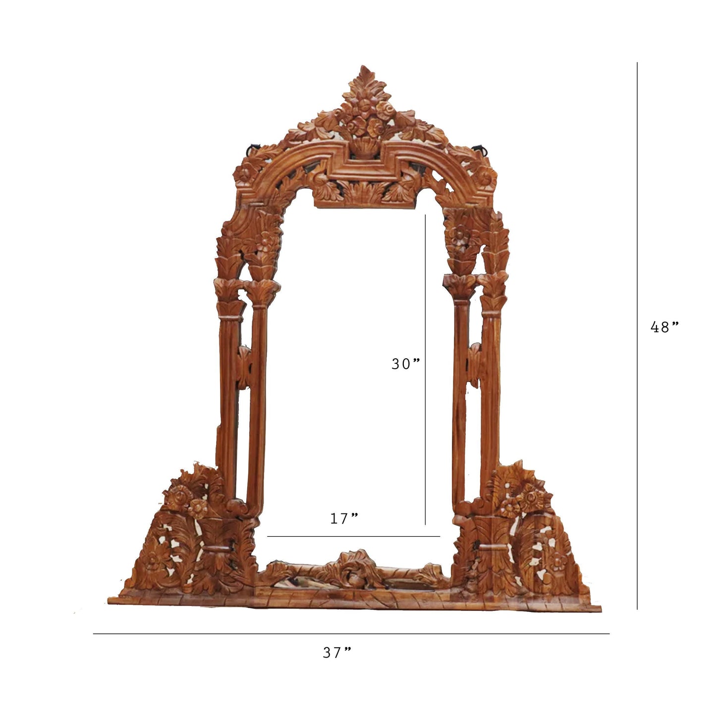Hand Carved Wood Wall Mirror: Mid-Century Modern Decor (48x37 Inches