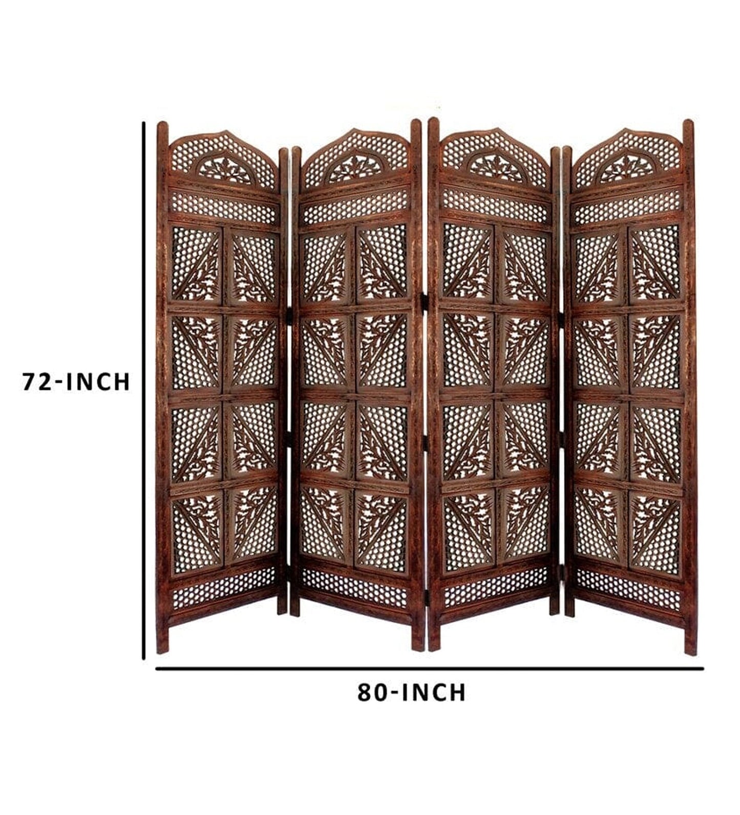Mid-Century Modern Wooden Folding Room Divider - Handmade Partition