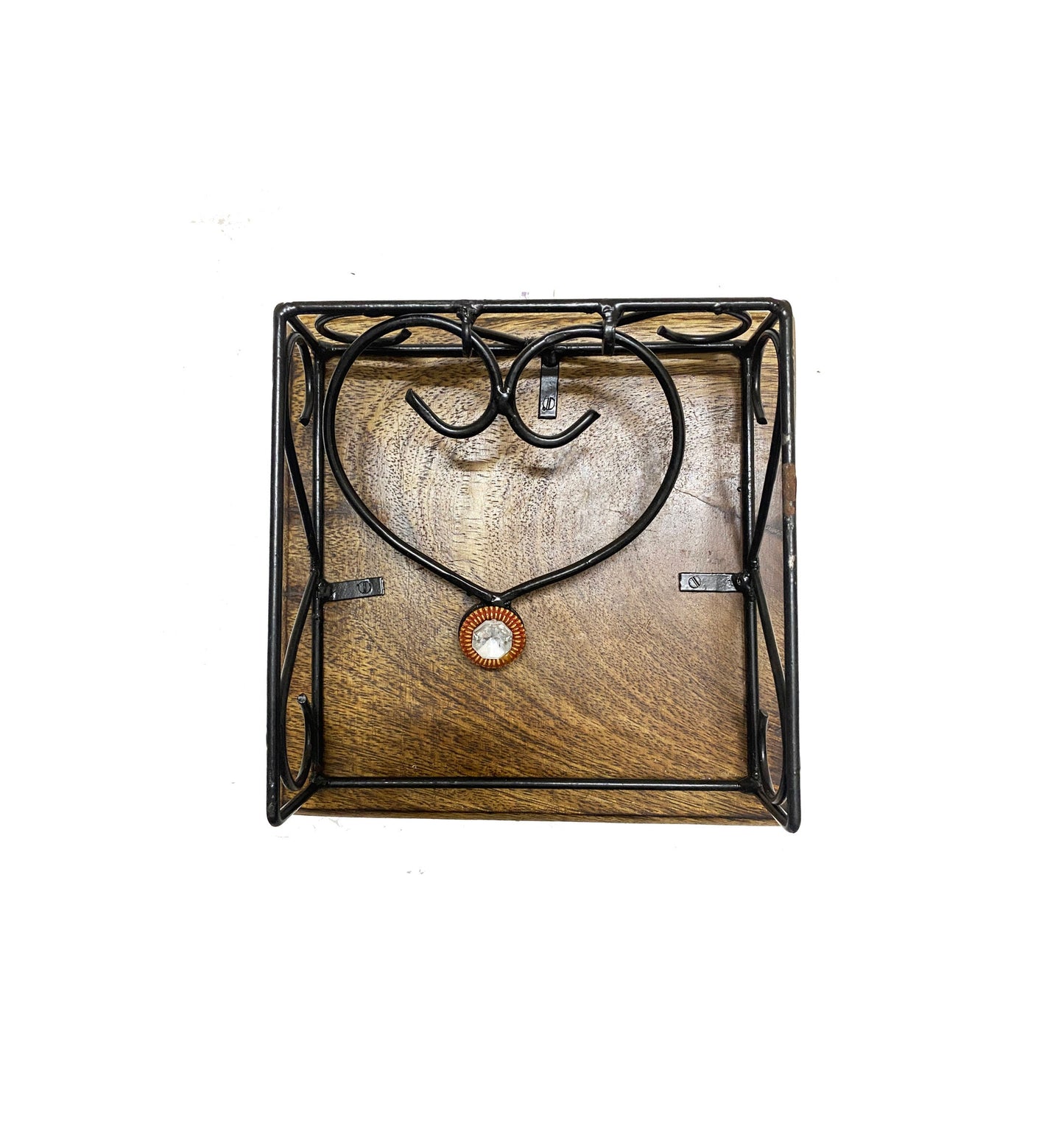 Handmade Wood & Wrought Iron Napkin Holder: Modern Tabletop Decor