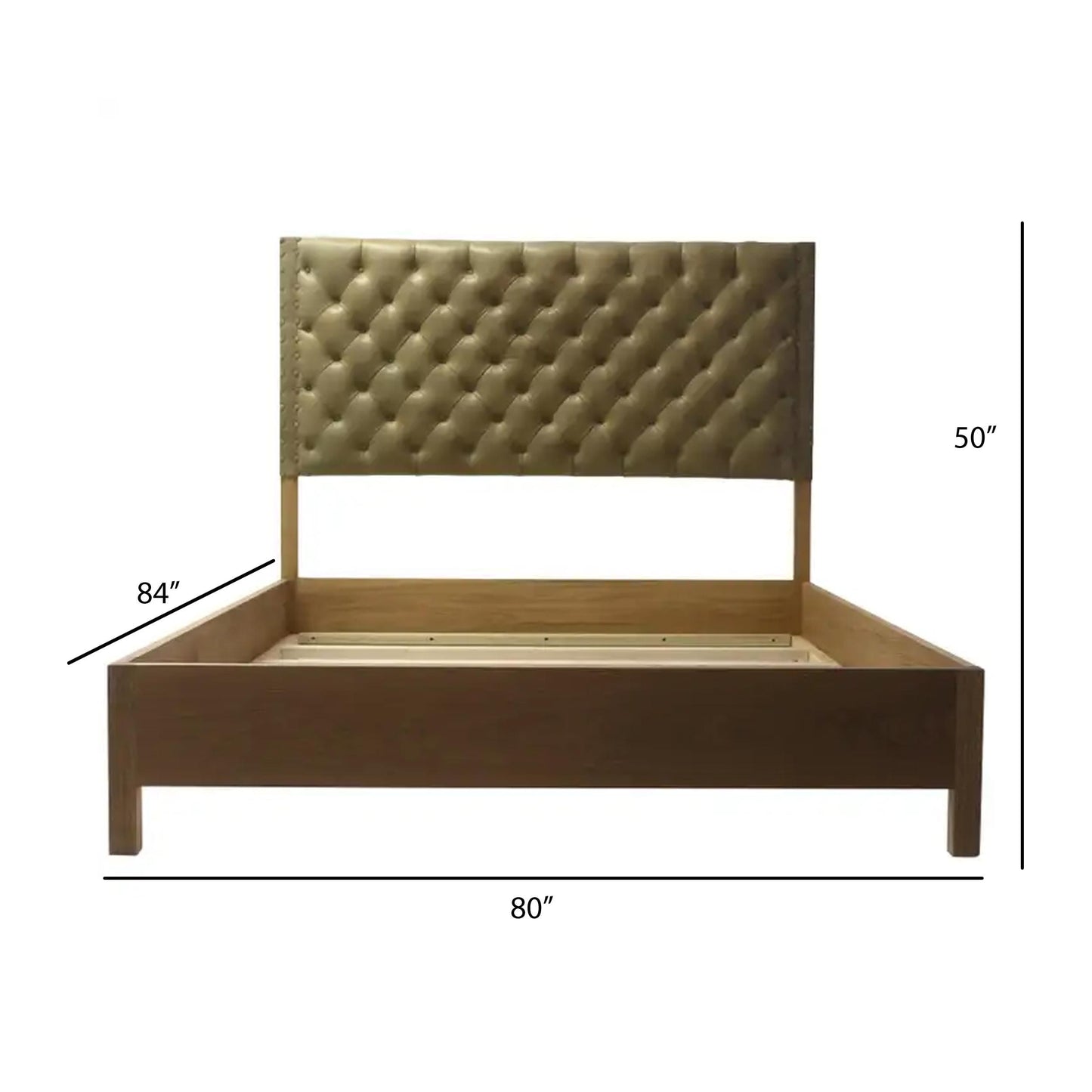 Handmade Tan Leather Tufted Bed: Oakwood Bohemian Bed Frame