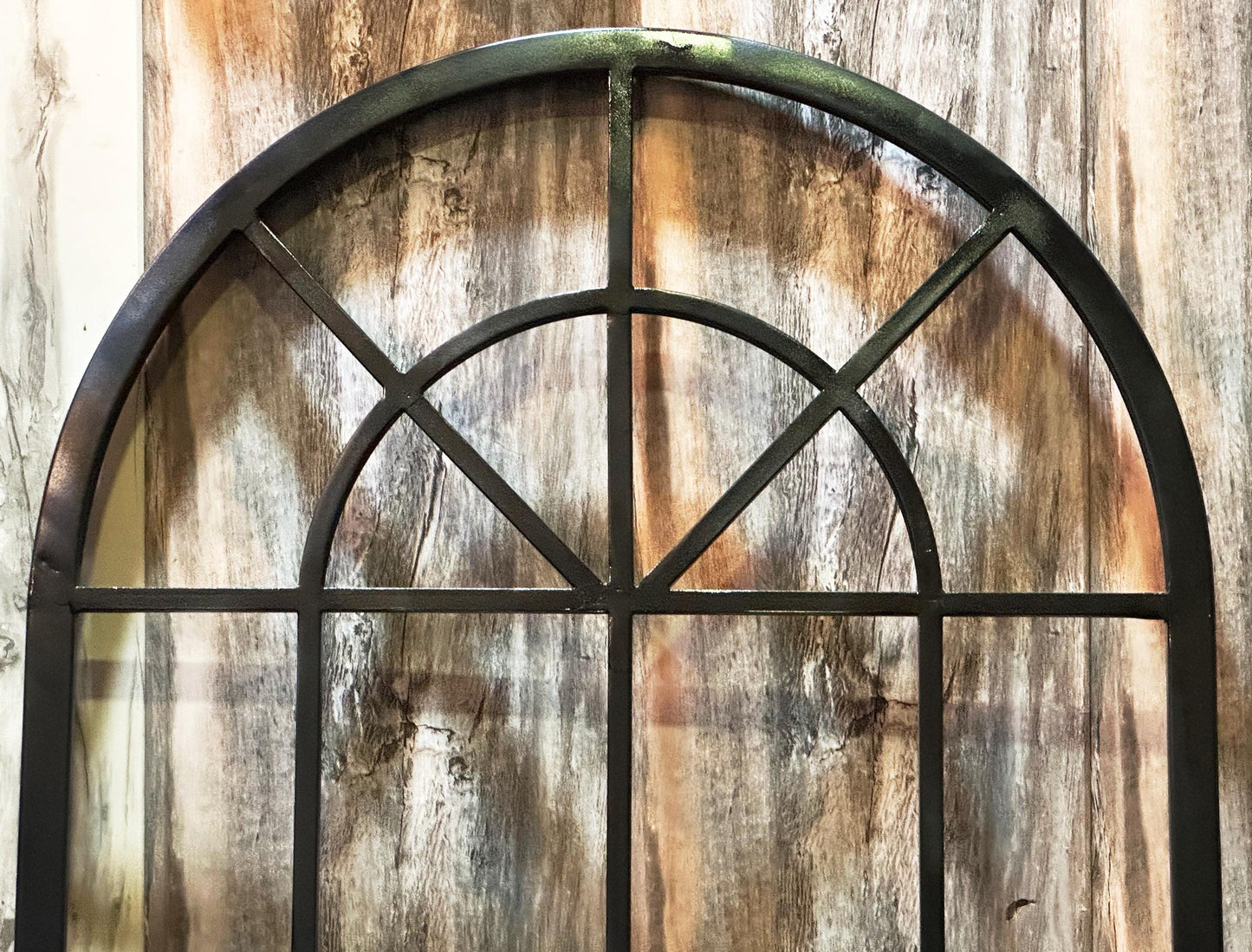 Handmade Moroccan Arched Window Frame: Black Metal Decorative Hanging