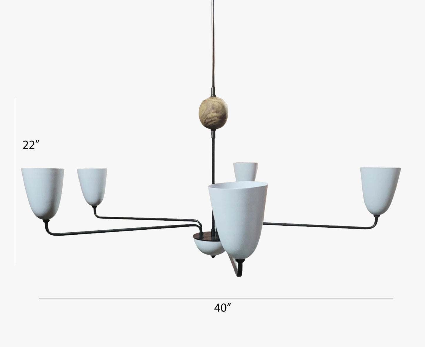 Handmade Brass 5-Arm Chandelier: Mid-Century Modern Ceiling Light