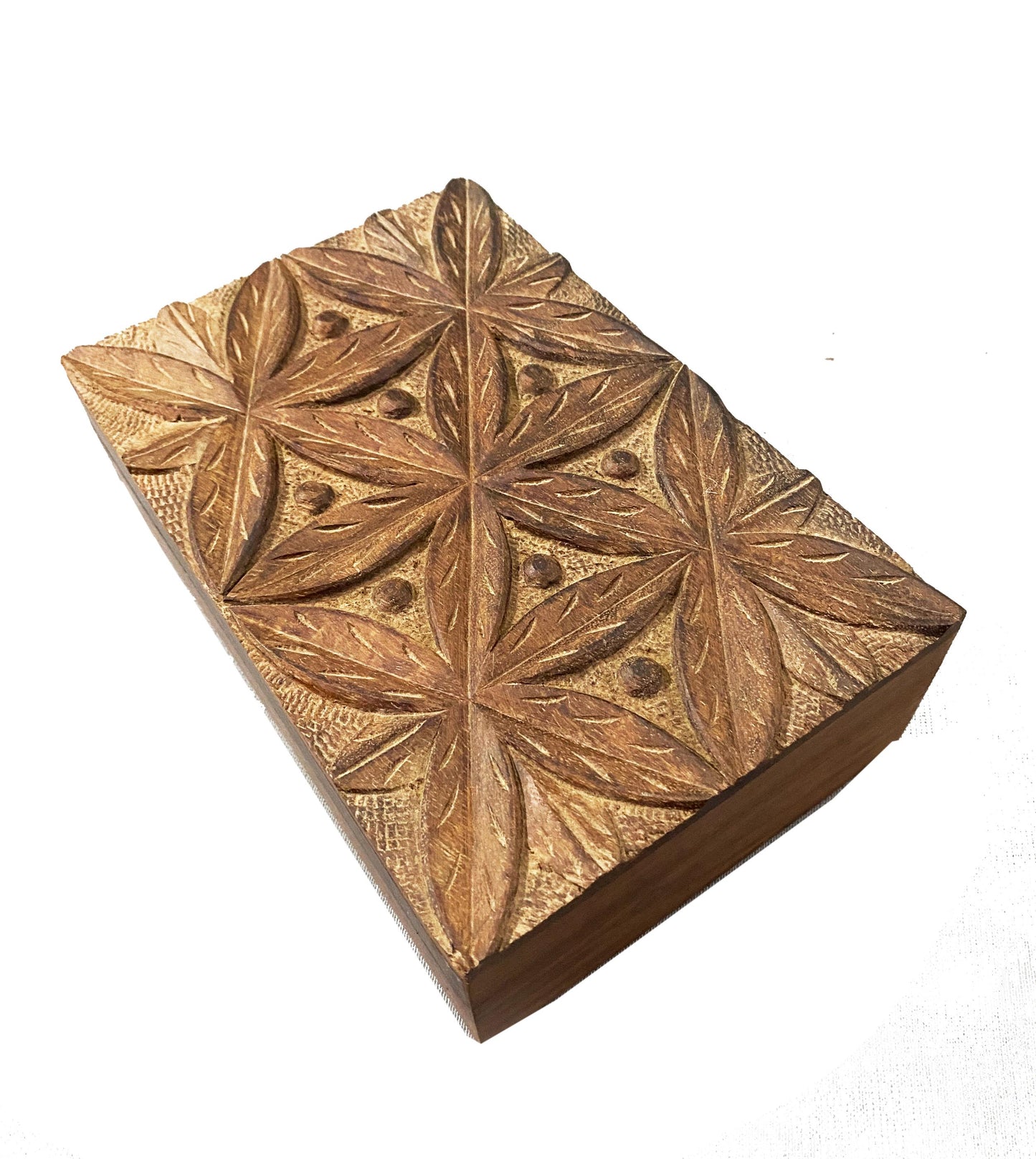 Handmade Wood Carving Box: Mid-Century Jewelry Box