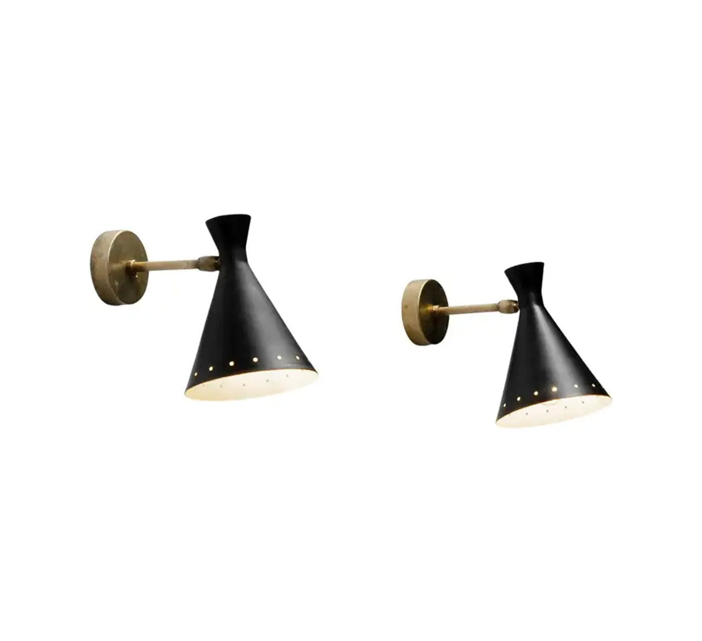 Handmade Black Brass Wall Light Sconce Pair: Italian Lighting