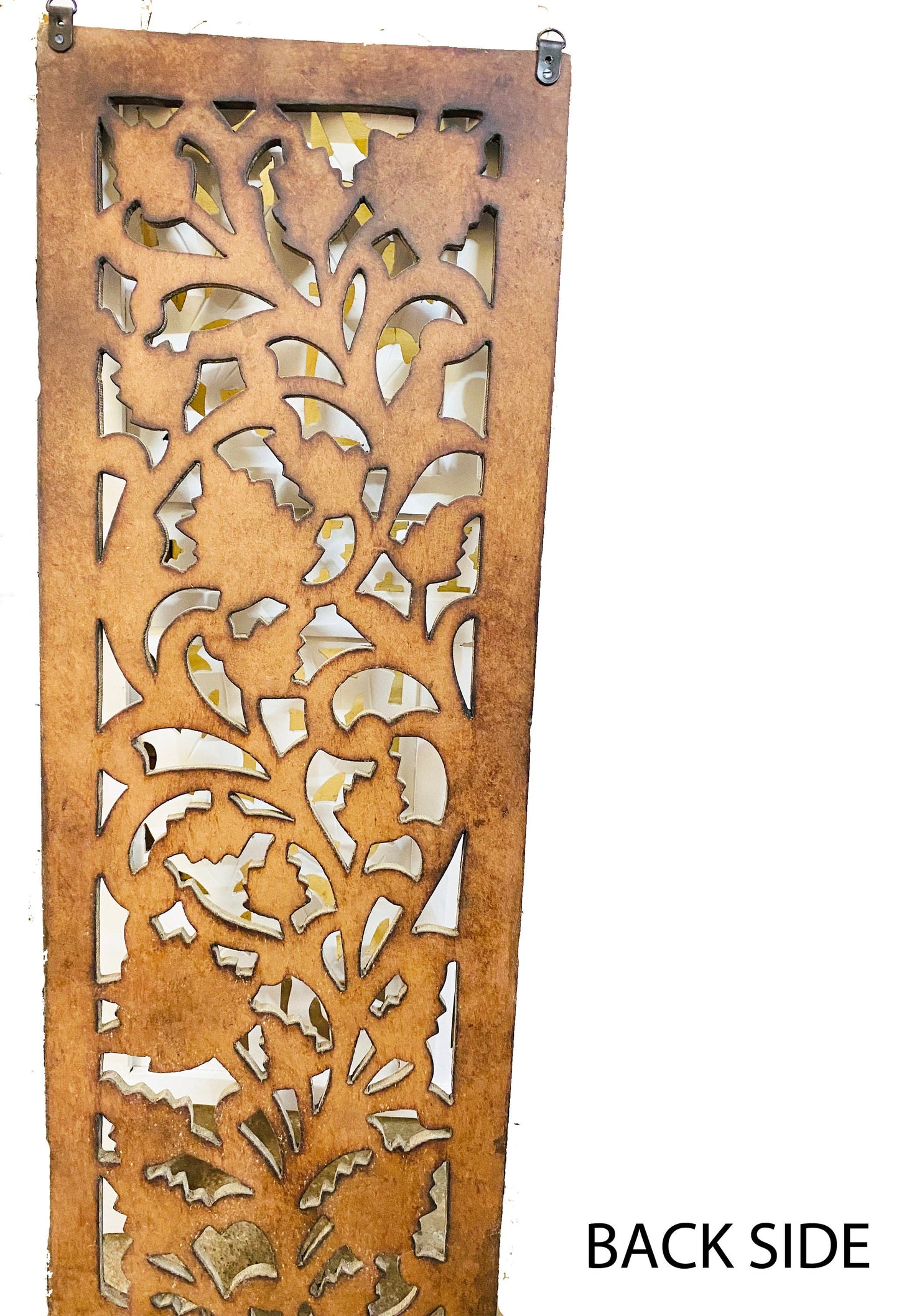 Mid century Brown Leaves carving design Wall Panel Hanging Mandola art fixture