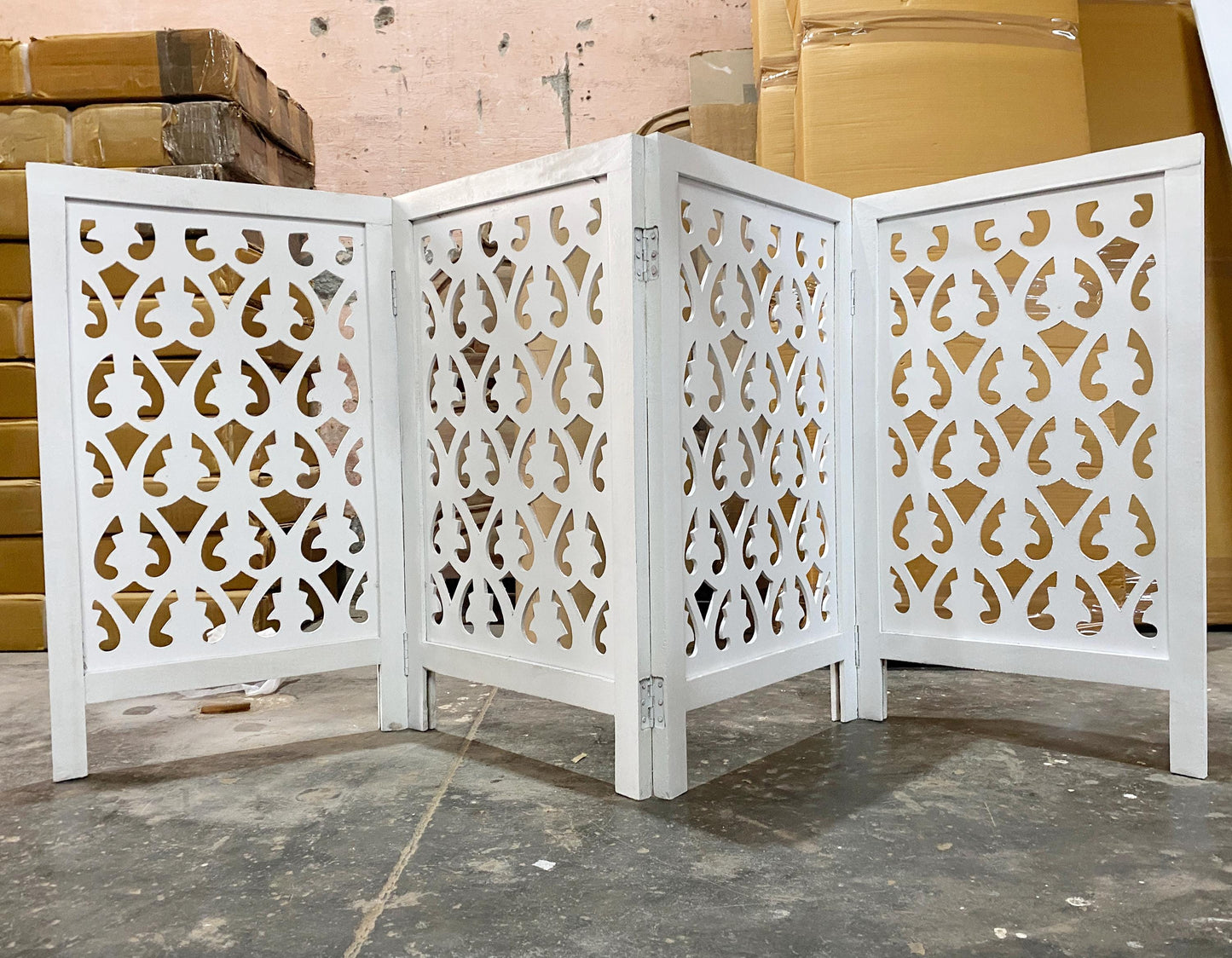 3.5 feet height Leaves Design Wooden Folding Divider, Partition, Handmade Self standing separator