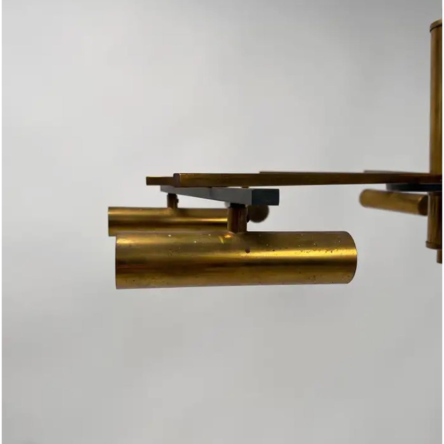 Handmade Brass 8-Light Chandelier: Mid-Century Italian Design