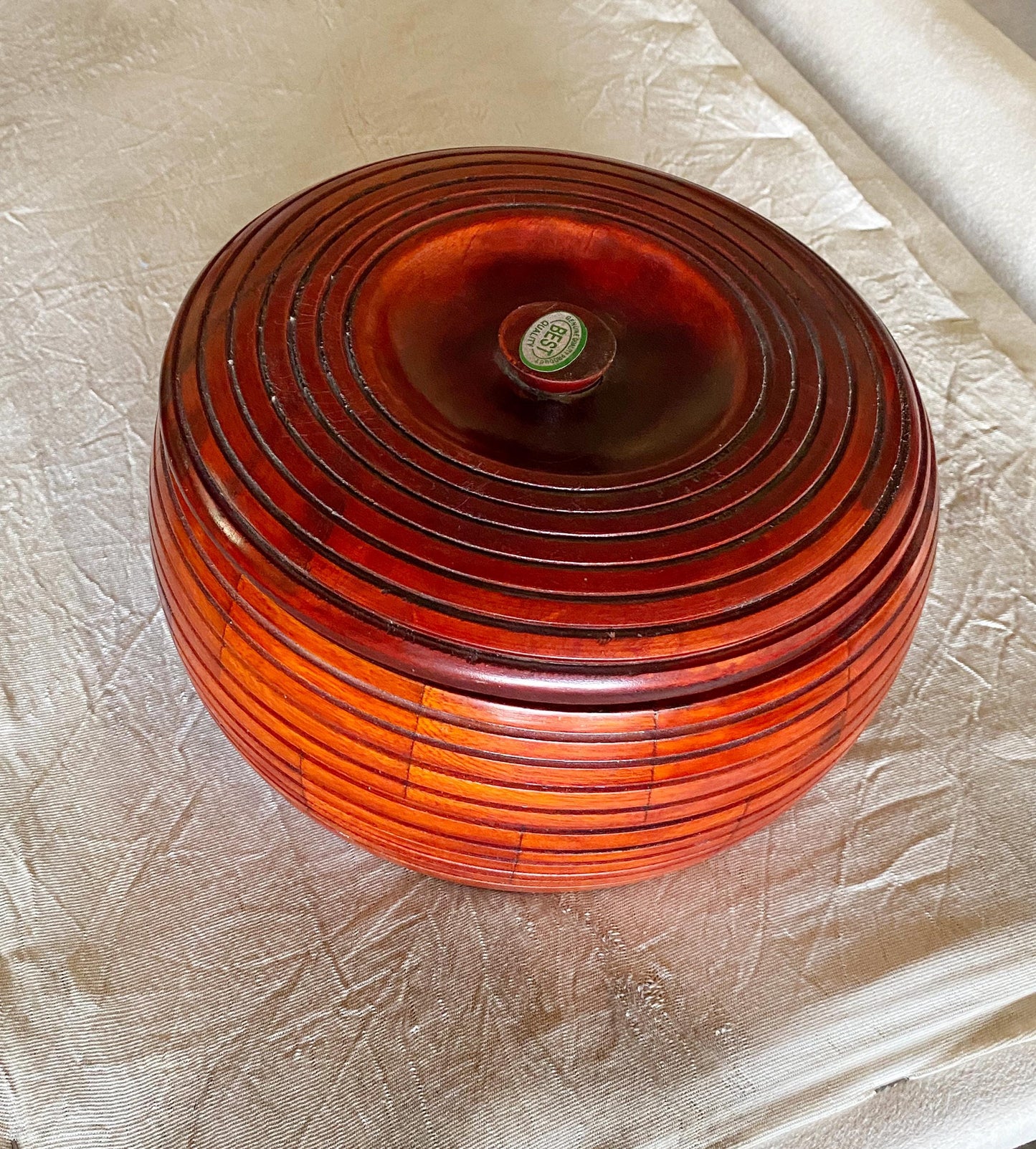 Handmade Teak Wood Casserole Dish with Lid - Brown Roti Chapati Box