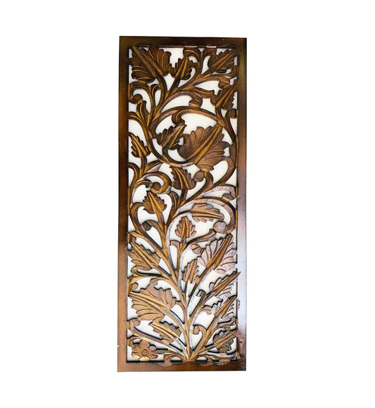 Mid century Brown Leaves carving design Wall Panel Hanging Mandola art fixture