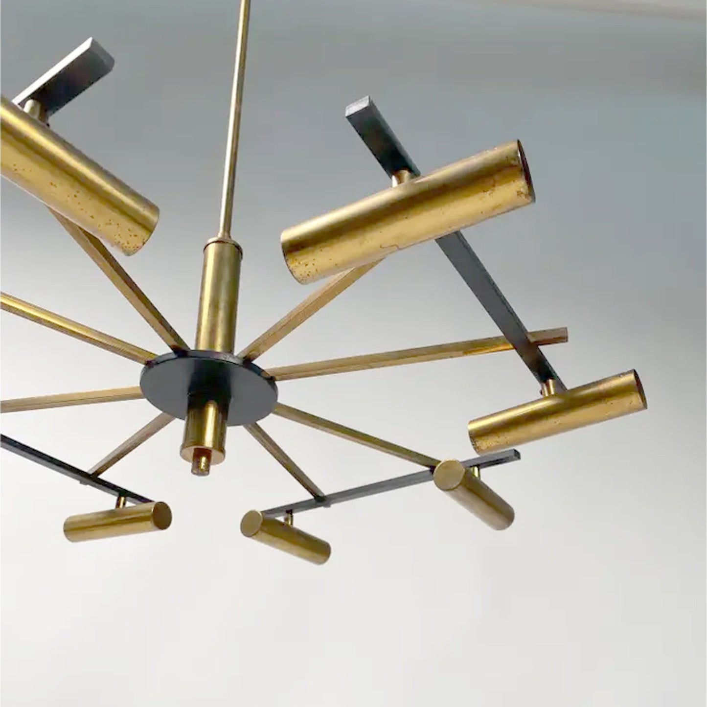 Handmade Brass 8-Light Chandelier: Mid-Century Italian Design