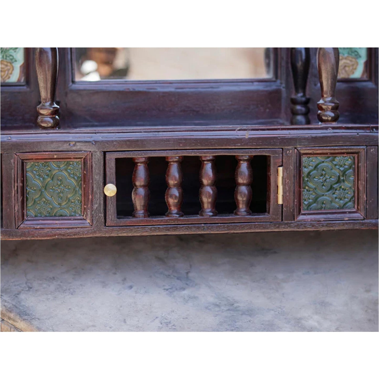 Handmade Wooden Wall Mirror with Storage: Carved Wood Decor