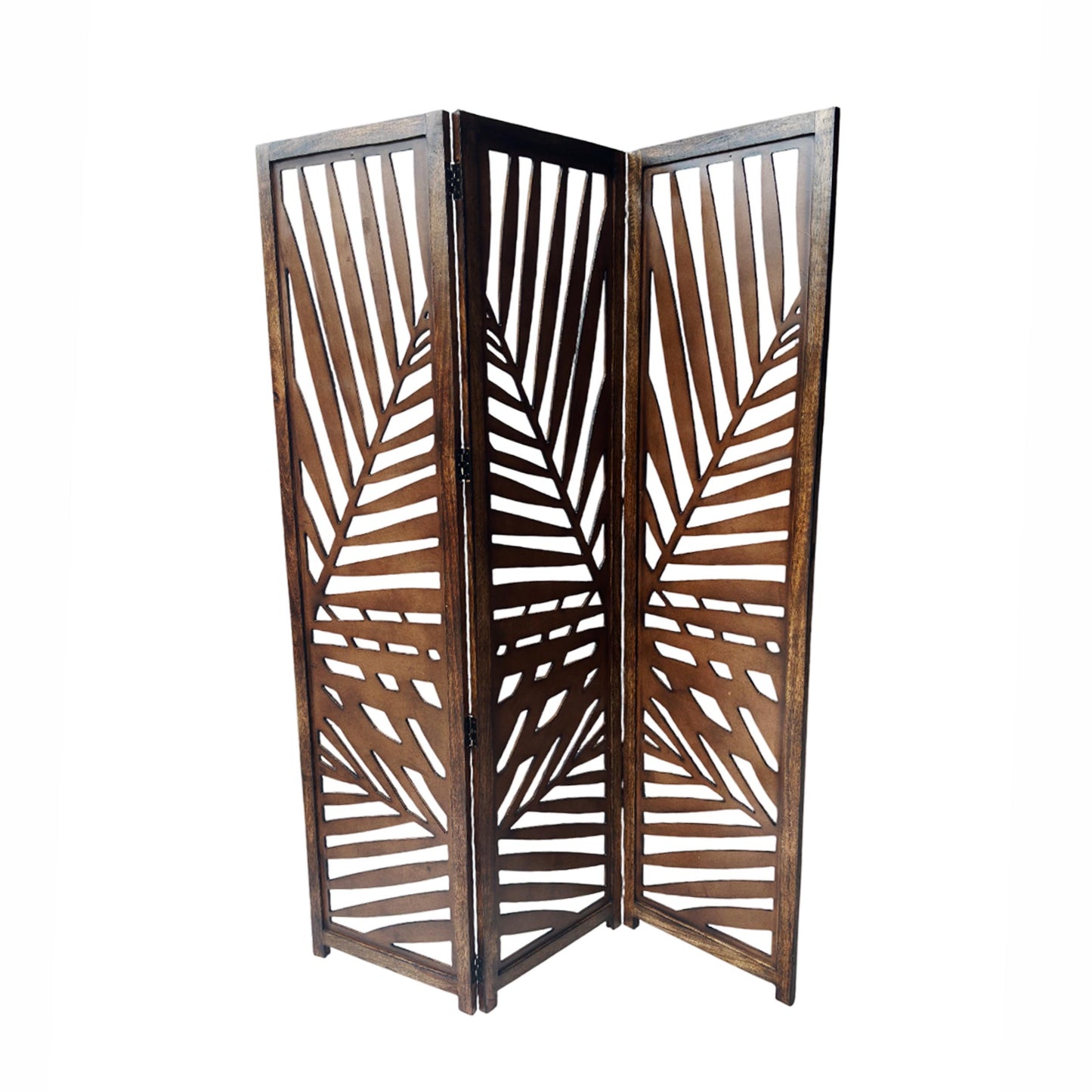 Mid century Big multi Leaf Design Wooden Folding Divider, Partition, Handmade Self standing separator