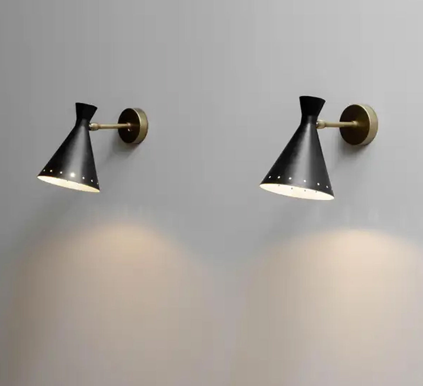 Handmade Black Brass Wall Light Sconce Pair: Italian Lighting