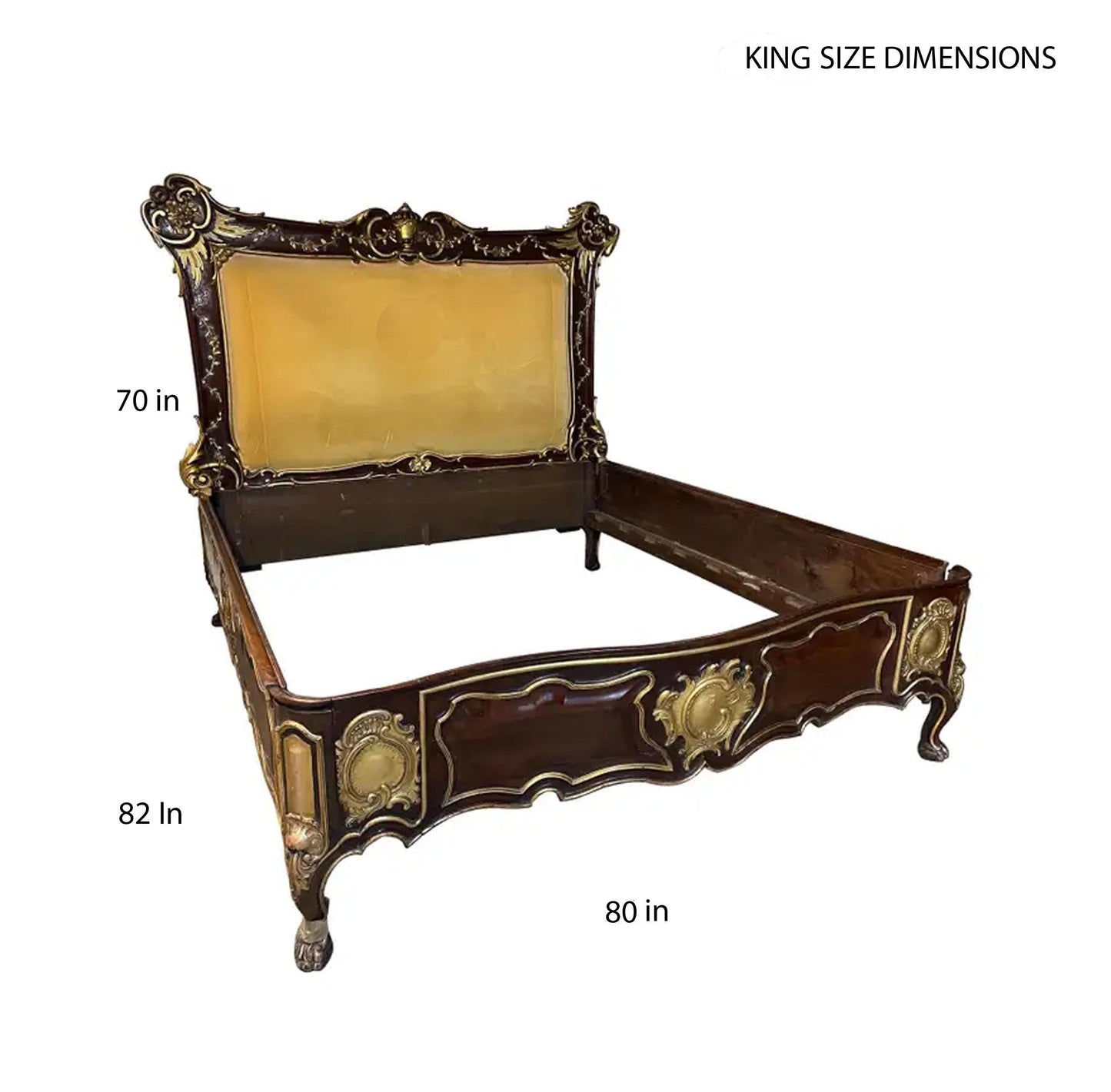 Giltwood Queen Bed Frame: 19th Century Italian Empire Style