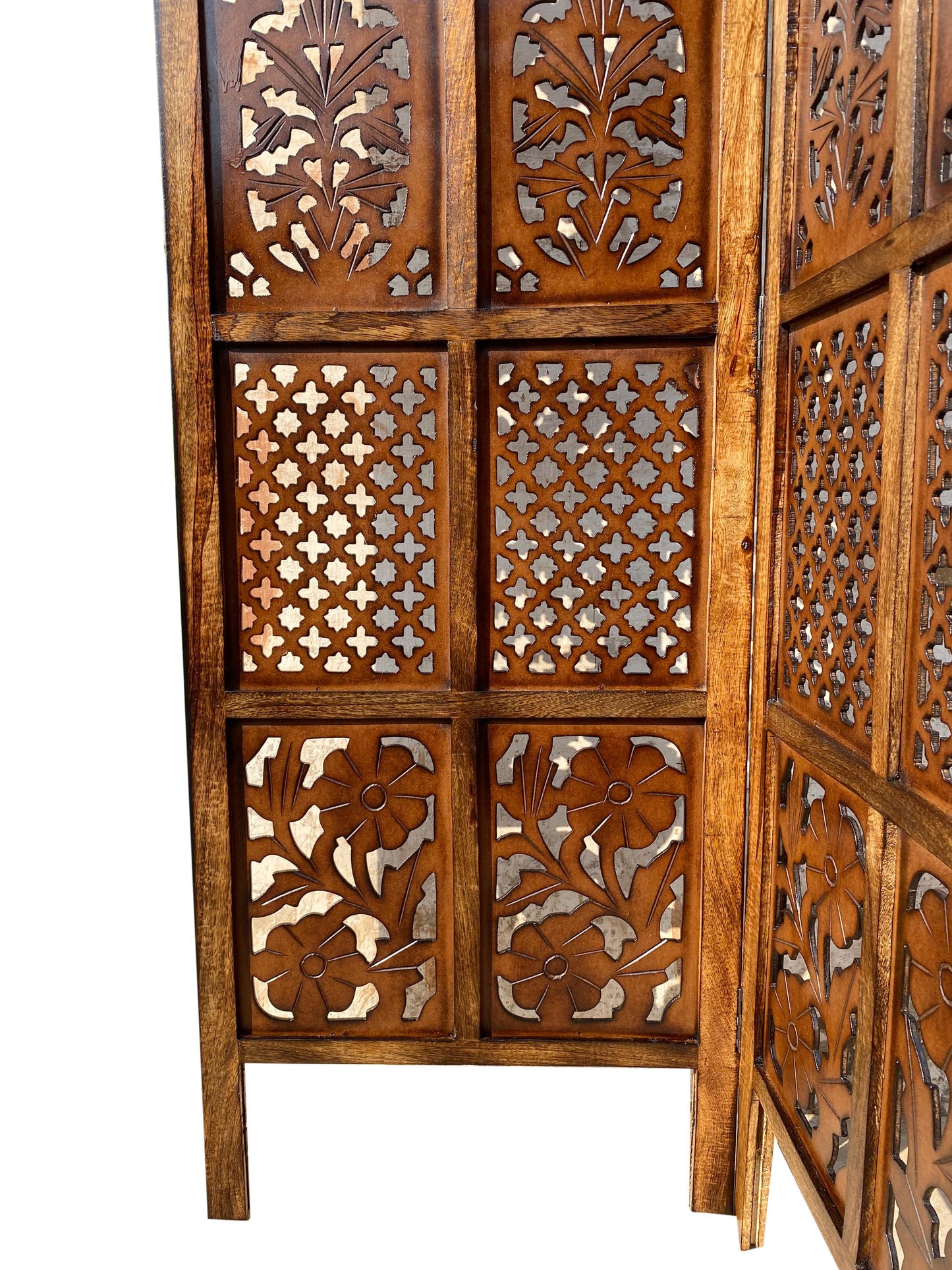 Handmade Wooden Folding Room Divider: Mid Century Modern Partition