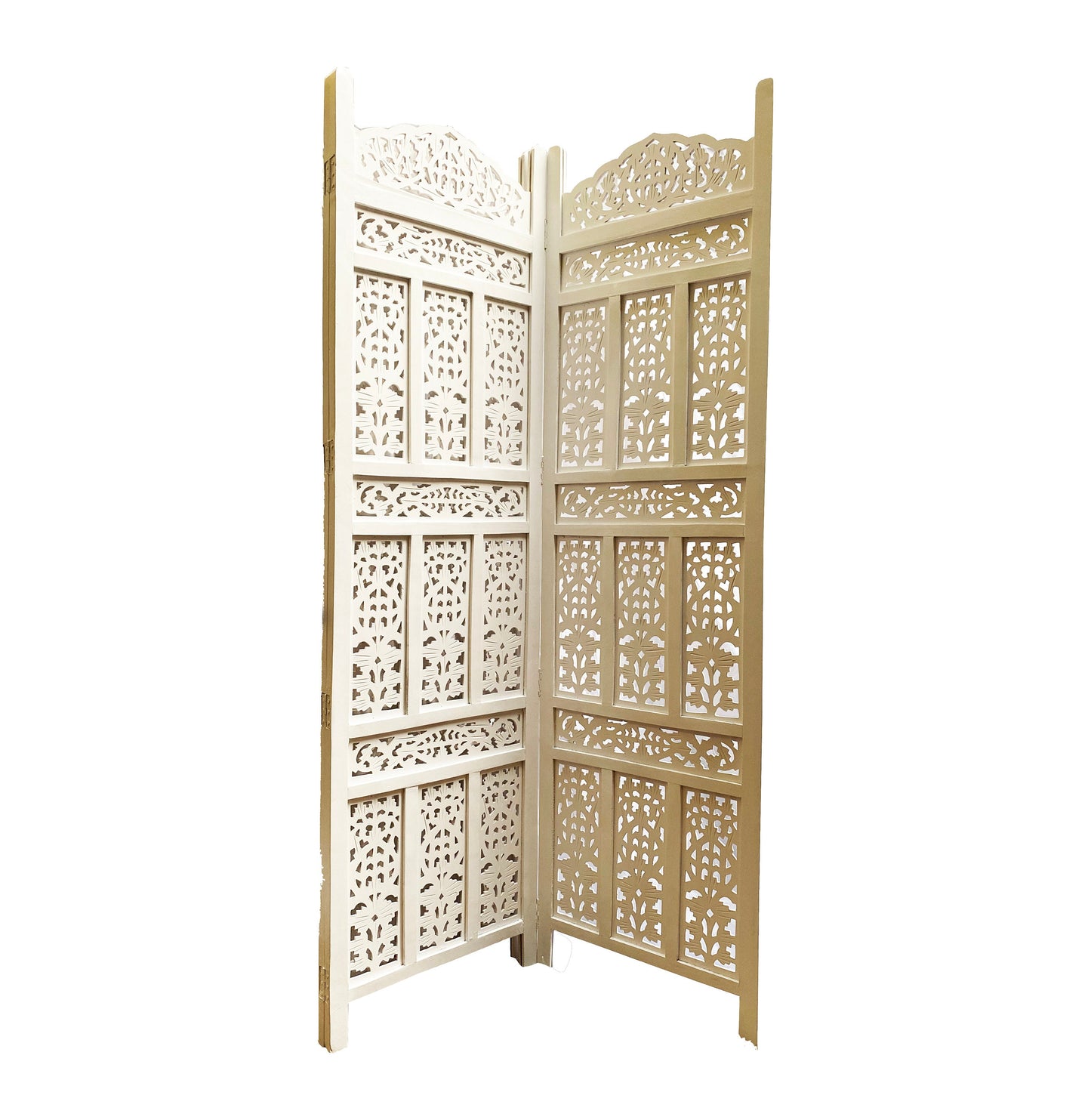 Mid century White Wooden Folding Divider, Partition, Handmade Self standing seperator