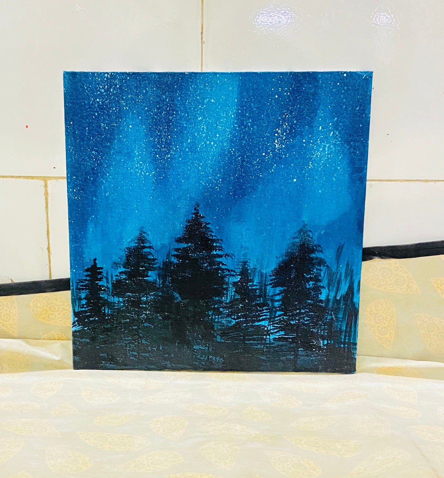 Hand Painted Northern Lights Painting on canvas, Wall décor for home and office