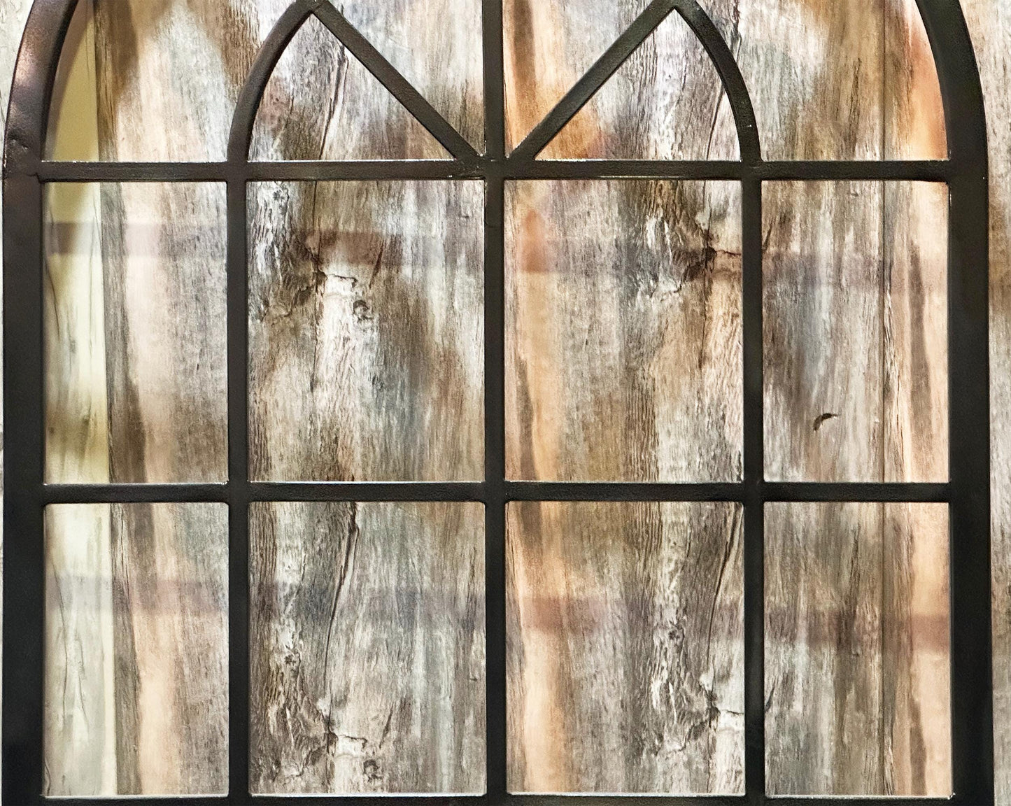 Handmade Moroccan Arched Window Frame: Black Metal Decorative Hanging