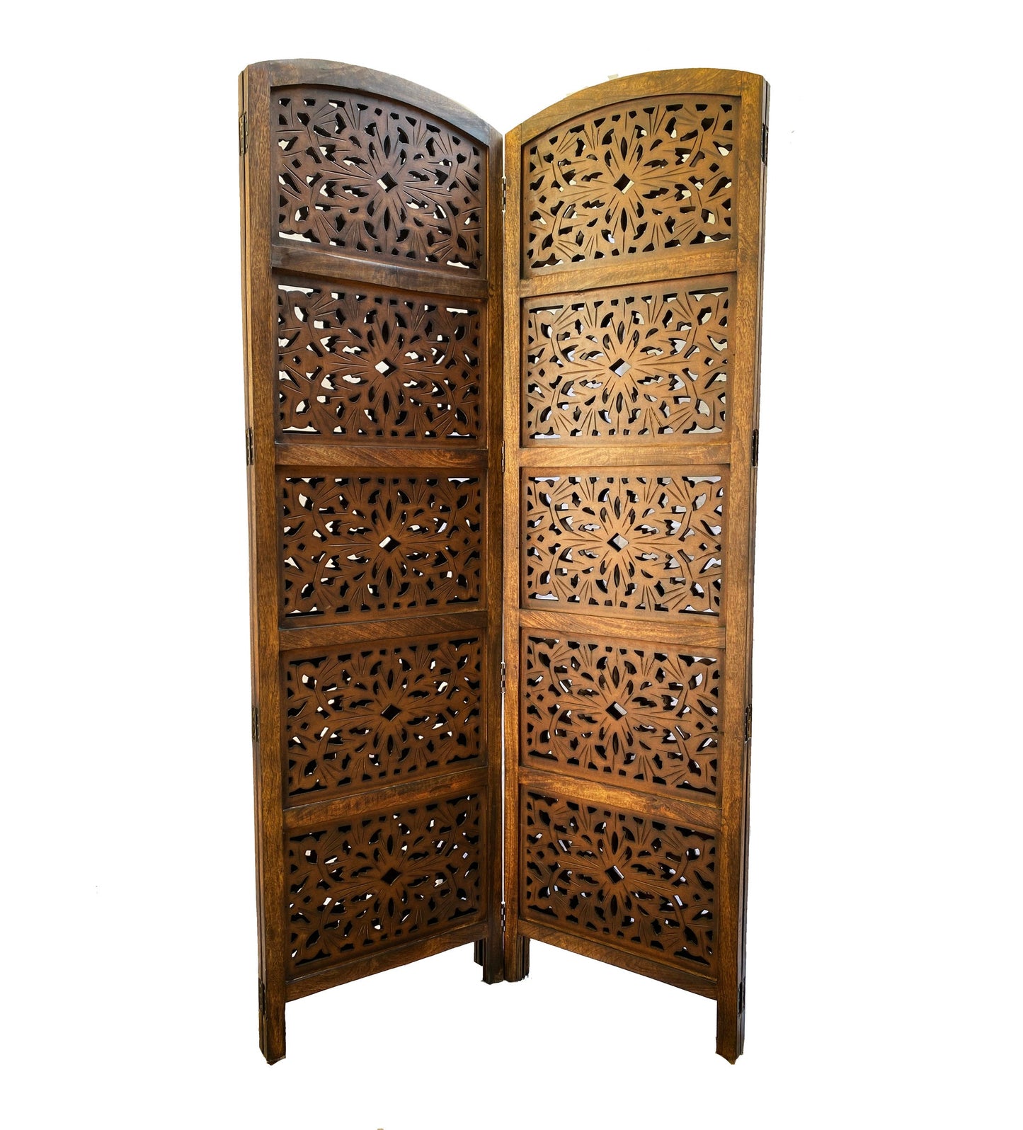 Mid Century Wooden Folding Room Divider: Handmade Partition Screen