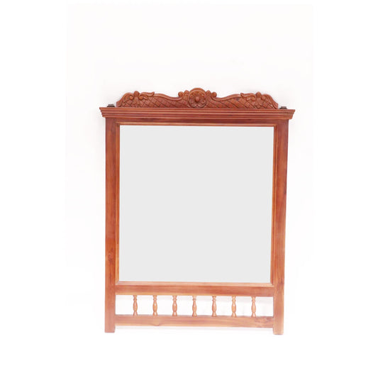 Hand Carved Wood Wall Mirror Frame: Mid-Century Modern Decor (38x28 Inches