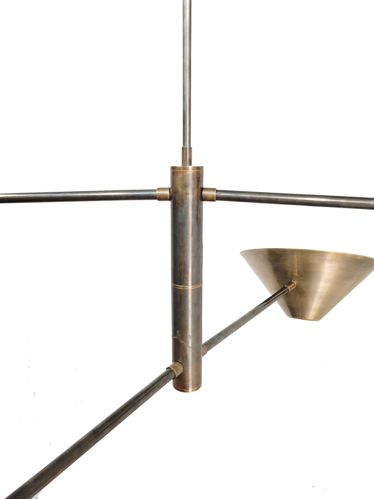 4 Brass Shade Ceiling light modern fixture, handmade mid-century Brass Chandelier