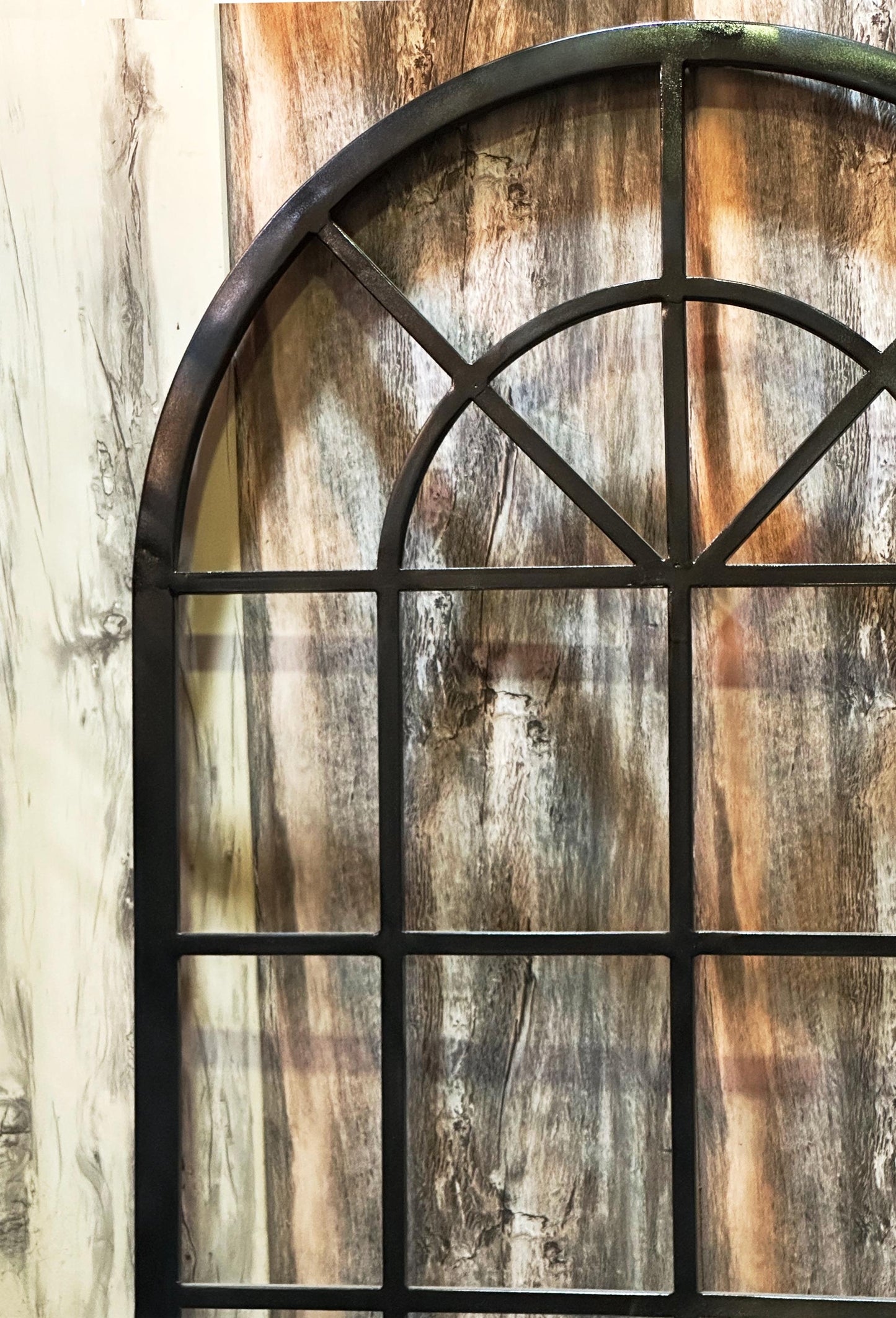 Handmade Moroccan Arched Window Frame: Black Metal Decorative Hanging