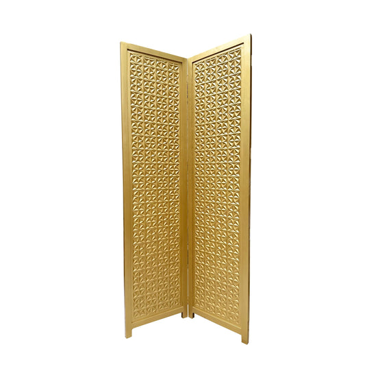 Mid-Century Modern Wooden Room Divider: Gold 3D Design Partition