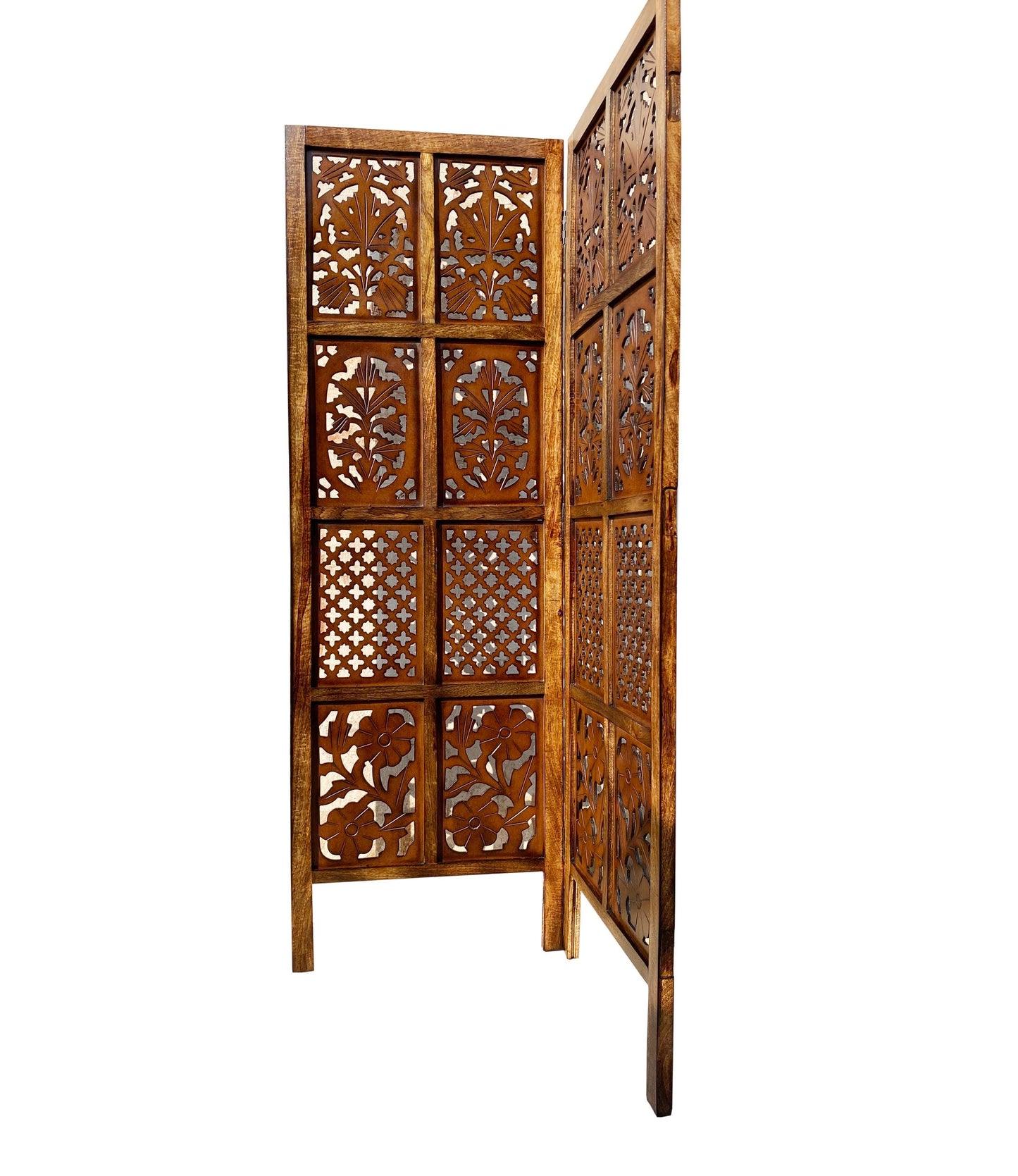 Handmade Wooden Folding Room Divider: Mid Century Modern Partition