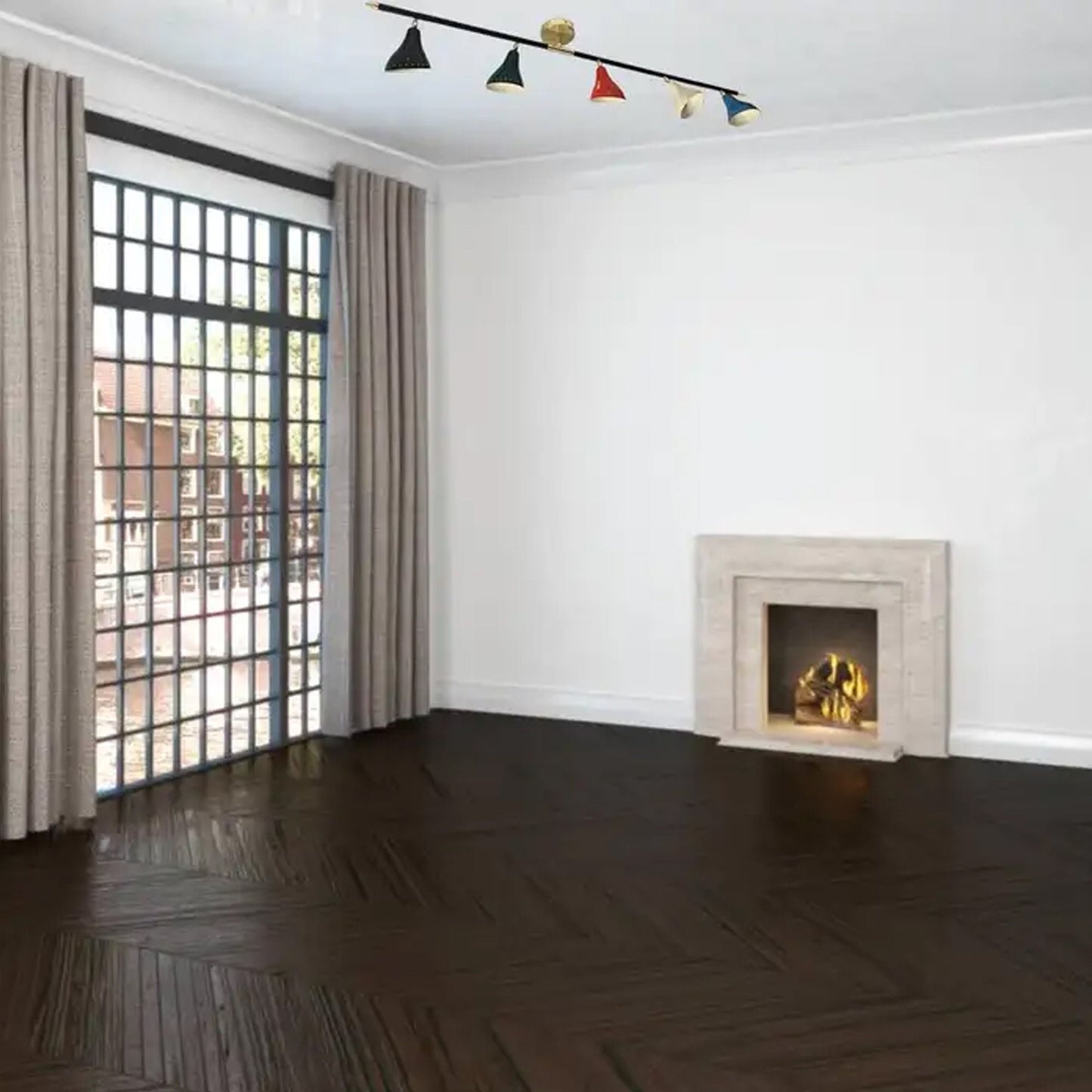 Handmade Brass 5-Light Chandelier: Mid-Century Modern Ceiling Light