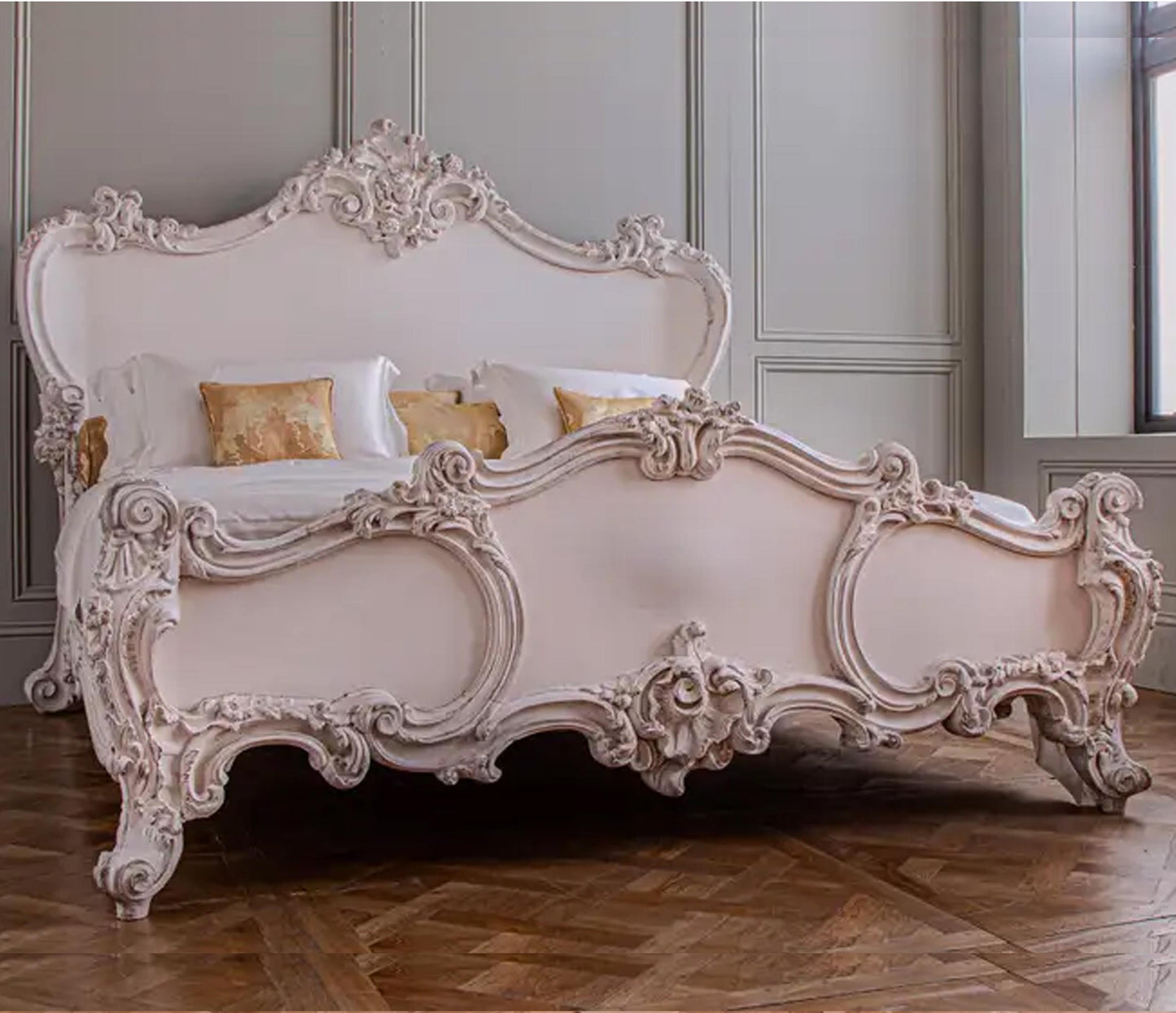 Handmade Royal French Regency King Size Bed: Bohemian Rococo Style